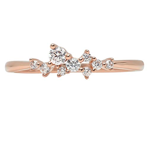 0.17 ct Brilliant Round Cut Conflict-Free Genuine Cultured Diamond Ring - VS1-VS2 Clarity, J-K Color, Solid 18K Rose Gold - Stackable Engagement, Designer Art Deco Wedding Band for Women - Perfect for Promise Rings, Anniversary Gifts & Bridal Jewelry