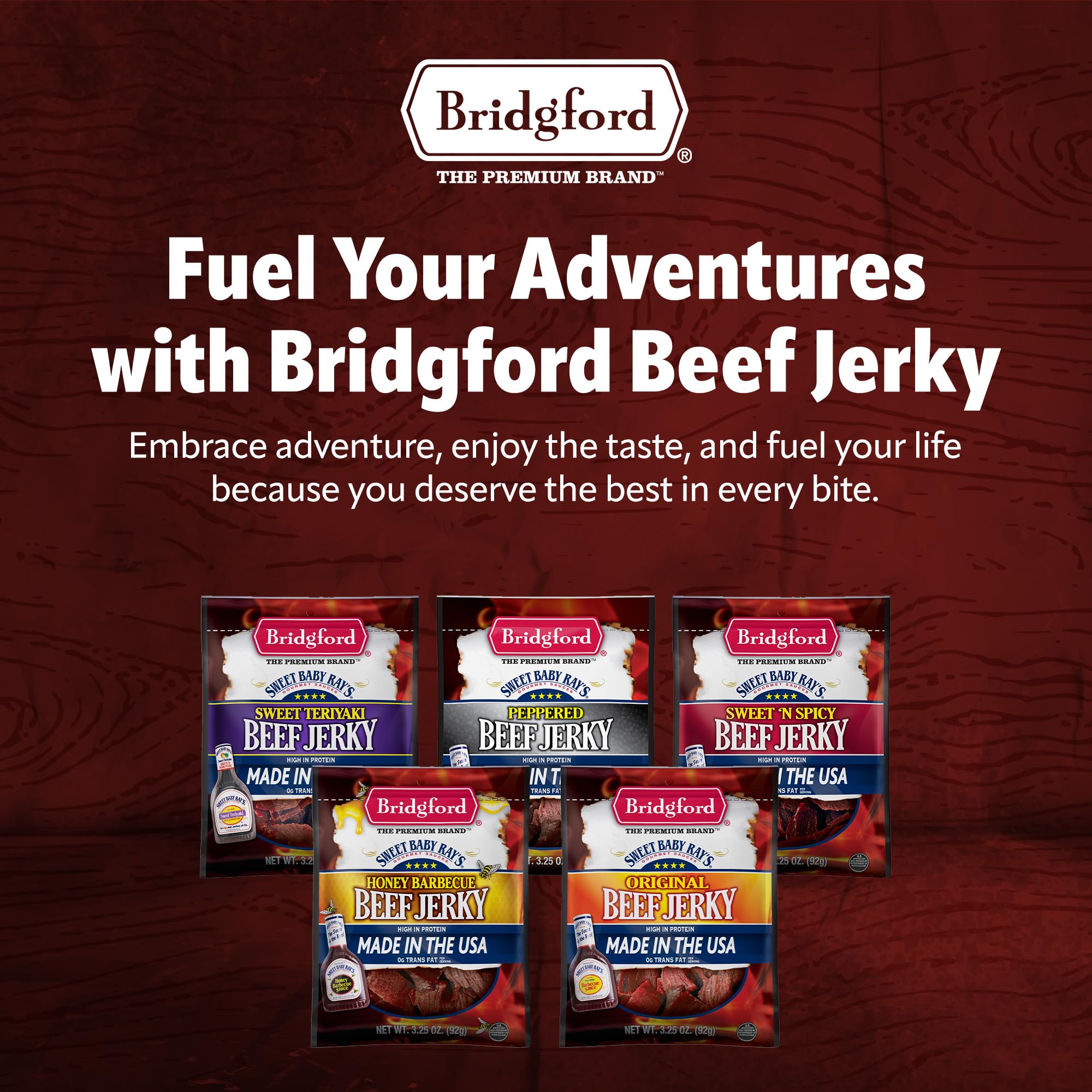 Bridgford Sweet Baby Ray's Peppered Beef Jerky 10 oz (Pack of 4) | High Protein Low Carb Healthy Snack | Gluten Free Keto Friendly | Perfect for Hiking, Camping, Travel & Office Snacks
