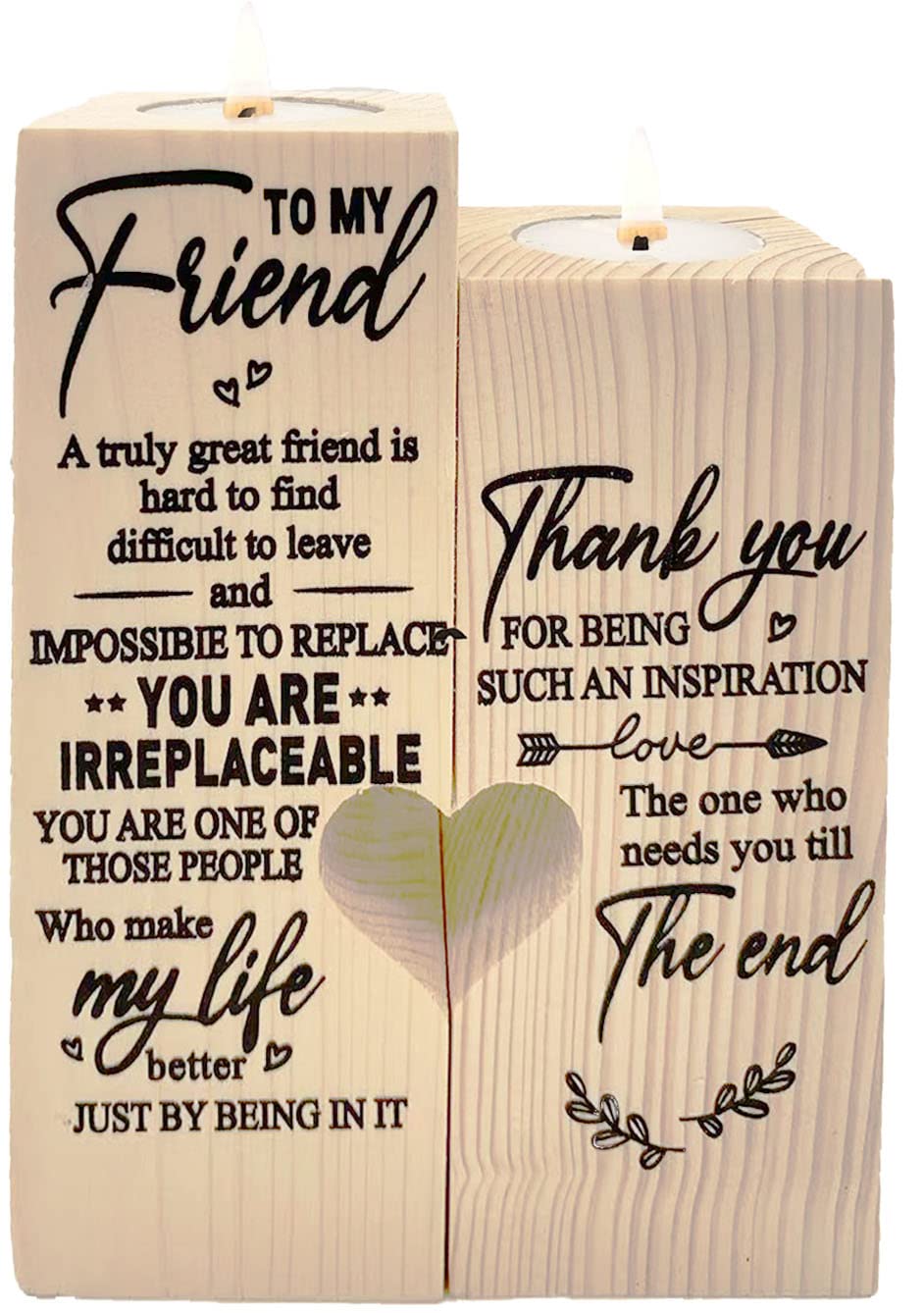 Double Sided Printing Candle Holders - Best Friend Birthday Gift Idea, Irreplaceable Bestie Present for Sister | Perfect for Home Decor, Romantic Gifts & Special Occasions
