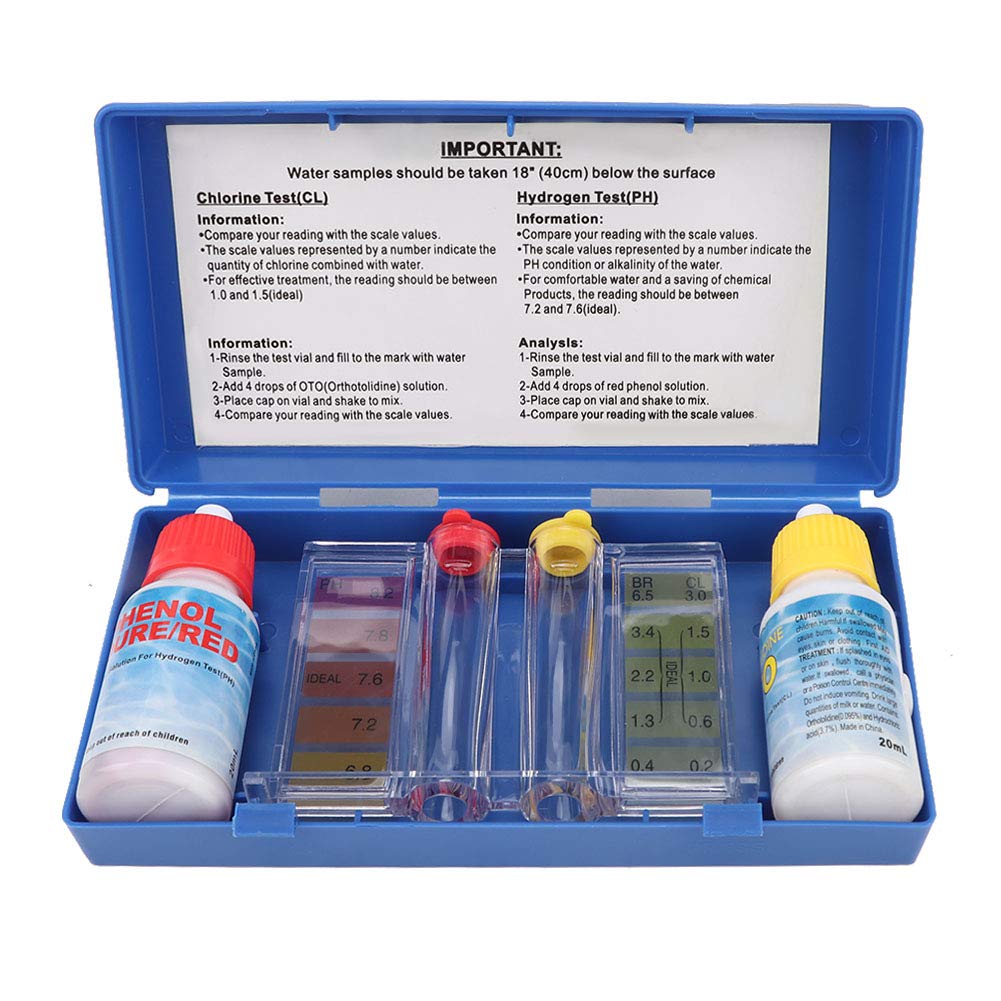 TOPINCN Swimming Pool and Spa Water Test Kit - Professional pH & Chlorine Testing Kit for Water Quality Analysis | Essential Pool Chemical Tester for Home, Backyard, and Commercial Pools