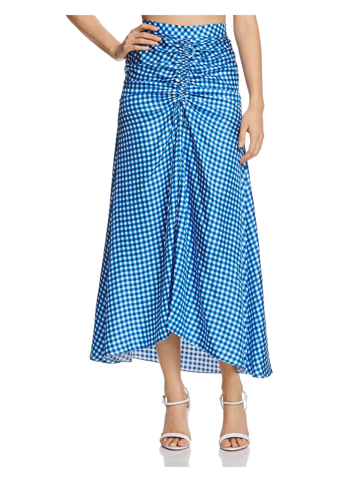 PAPER LONDON Women's Blue Check Maxi Mermaid Skirt Size 4 | Elegant Formal Dress for Parties, Weddings & Special Occasions