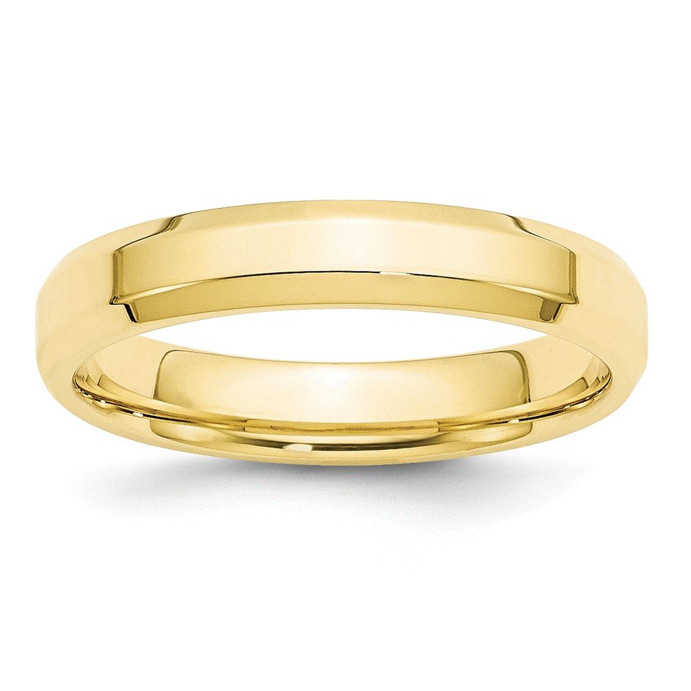 10K Yellow Gold 4mm Bevel Edge Comfort Fit Wedding Band for Men & Women - Perfect for Anniversary, Engagement, and Everyday Wear
