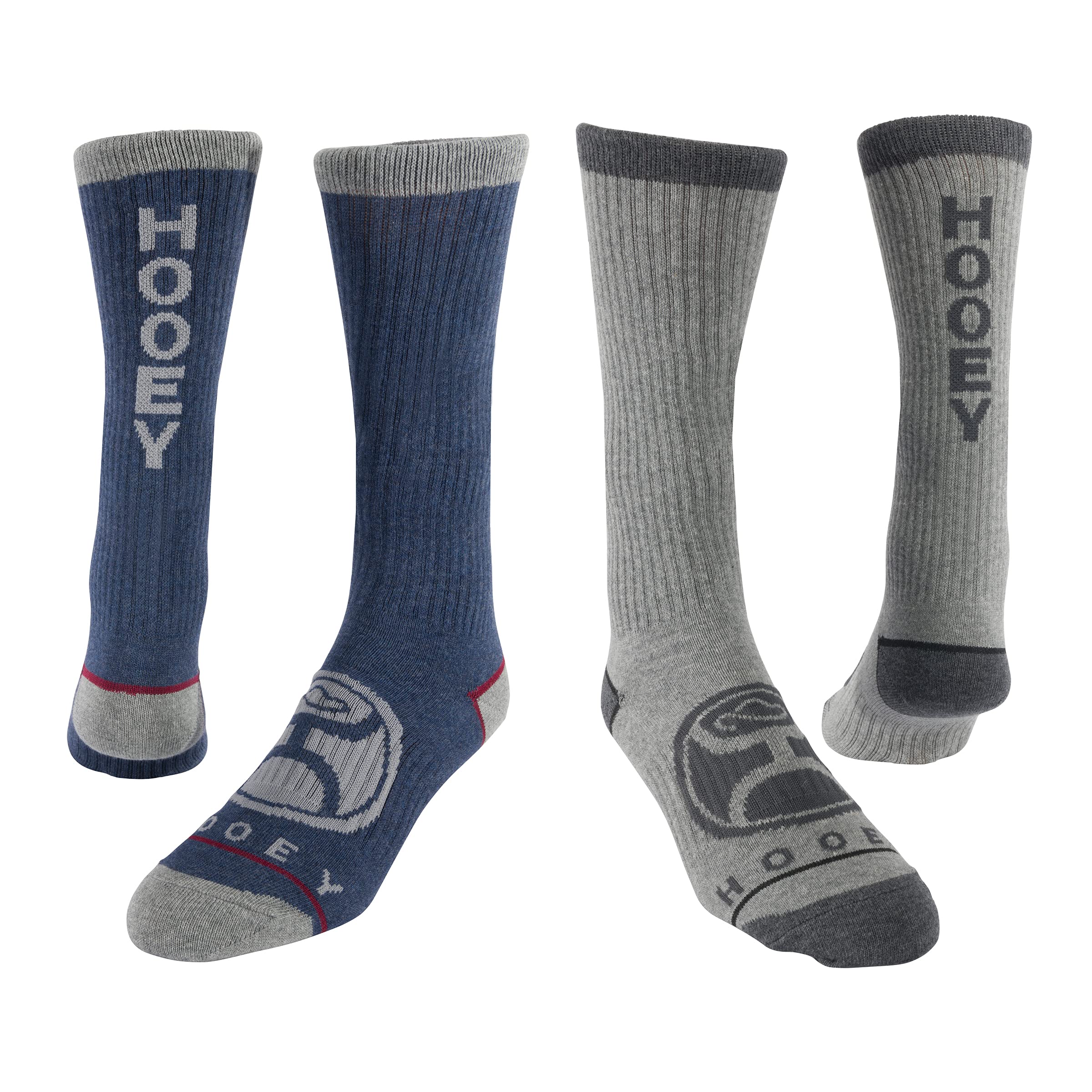 HOOey Men's Athletic Boot Socks - Western Style Cushioned Crew Socks for Hiking, Work & Cowboy Boots - Comfortable & Durable Performance Socks for Outdoor Activities