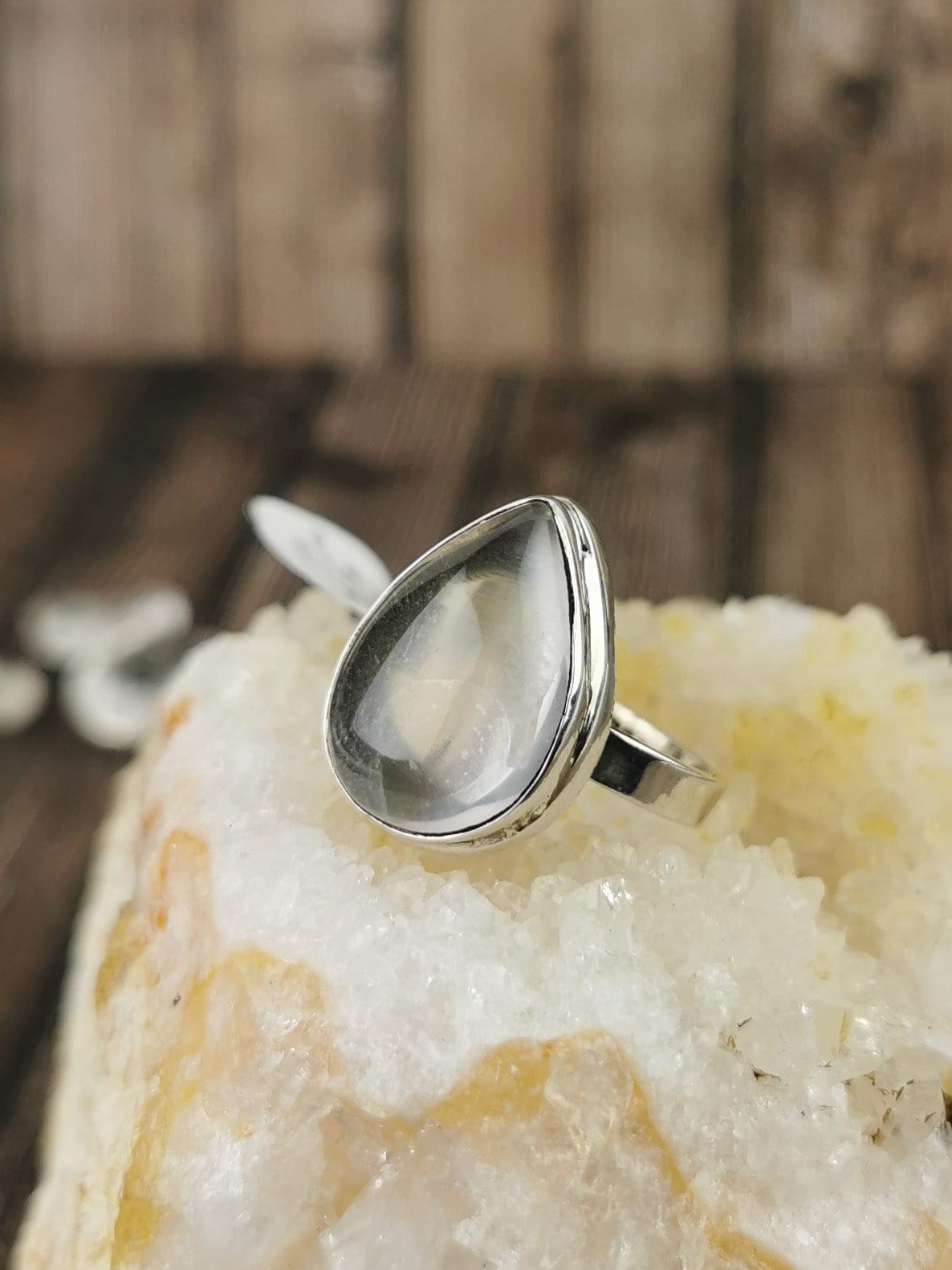 Rose Quartz Teardrop Ring for Women - Size 6.5 - Elegant Healing Crystal Jewelry for Meditation, Yoga & Spiritual Healing