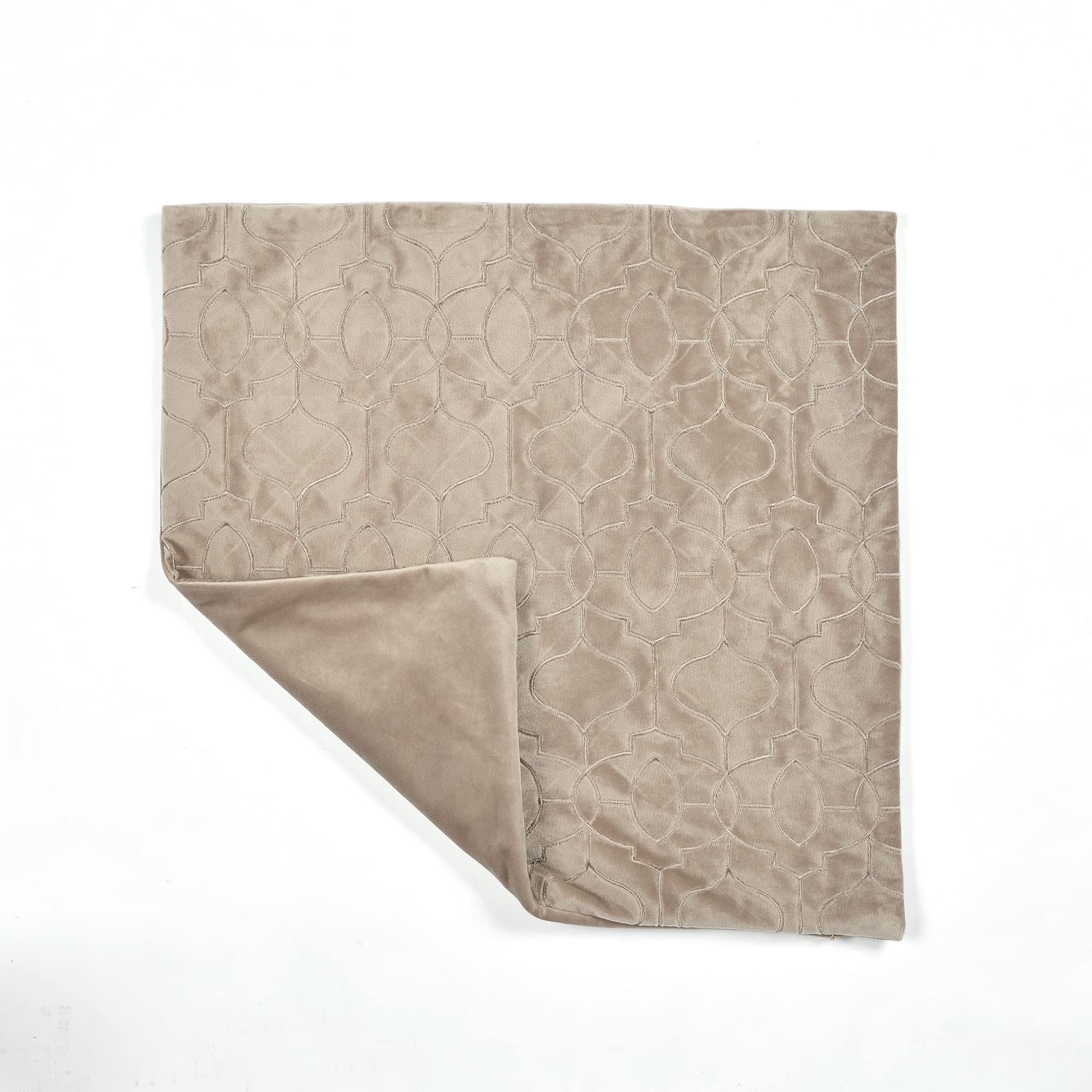 Lush Decor Velvet Geo Decorative Throw Pillow Cover 20x20 Inches - Soft Taupe Square Cushion Case for Sofa, Bed, Chair - Modern Geometric Home Decor Accent for Living Room, Bedroom, Office