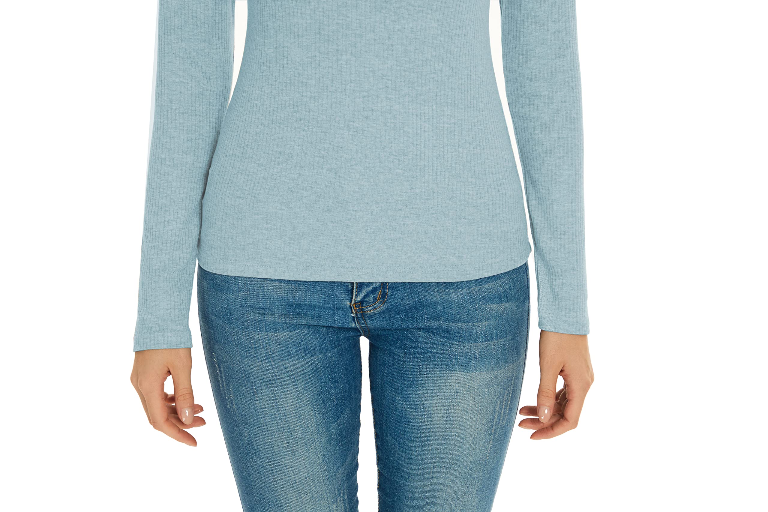 Women's Slim Fit Long Sleeve Henley T-Shirt - Ribbed Knit Button Down Scoop Neck Top for Casual Wear, Work & Fall Outfits | Soft Comfortable Daily Shirts