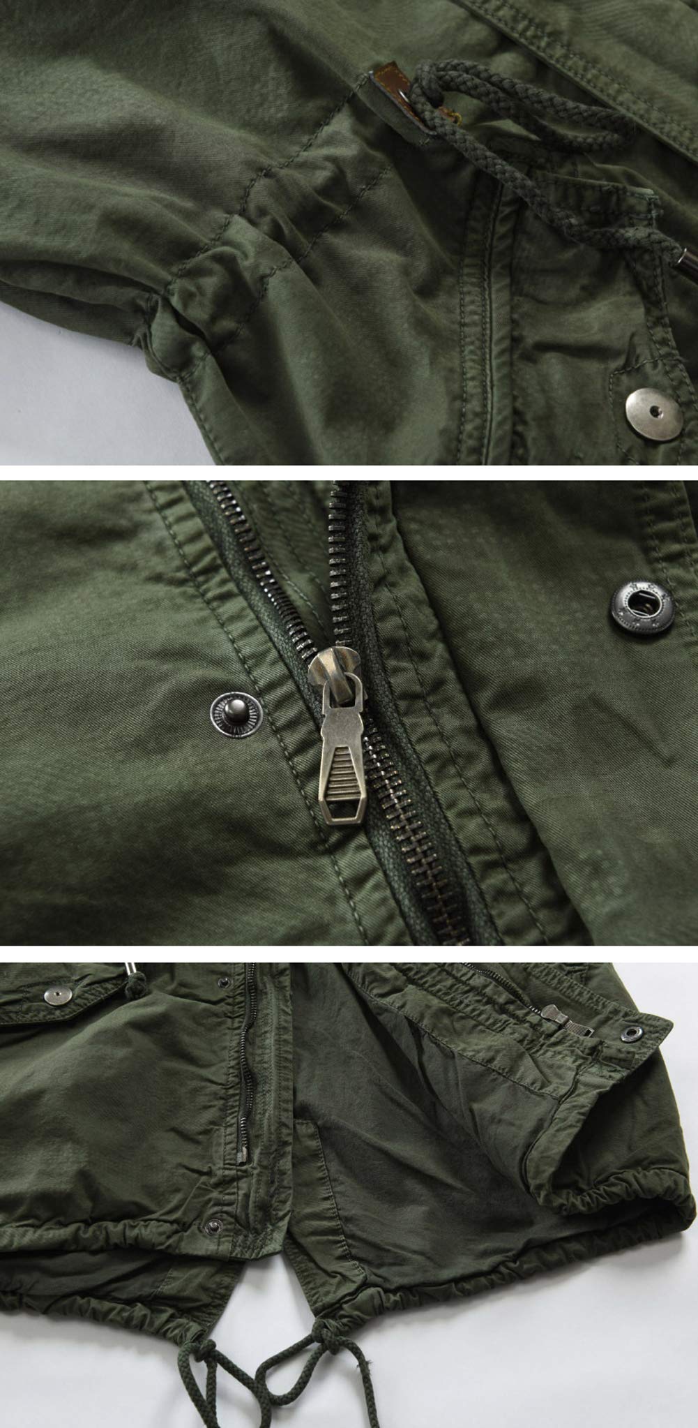 Men's Military Style Spring Cotton Hooded Parka Jacket - Mid-Long Length, Full-Zip with Removable Hood | Perfect for Outdoor Adventures, Camping & Casual Wear