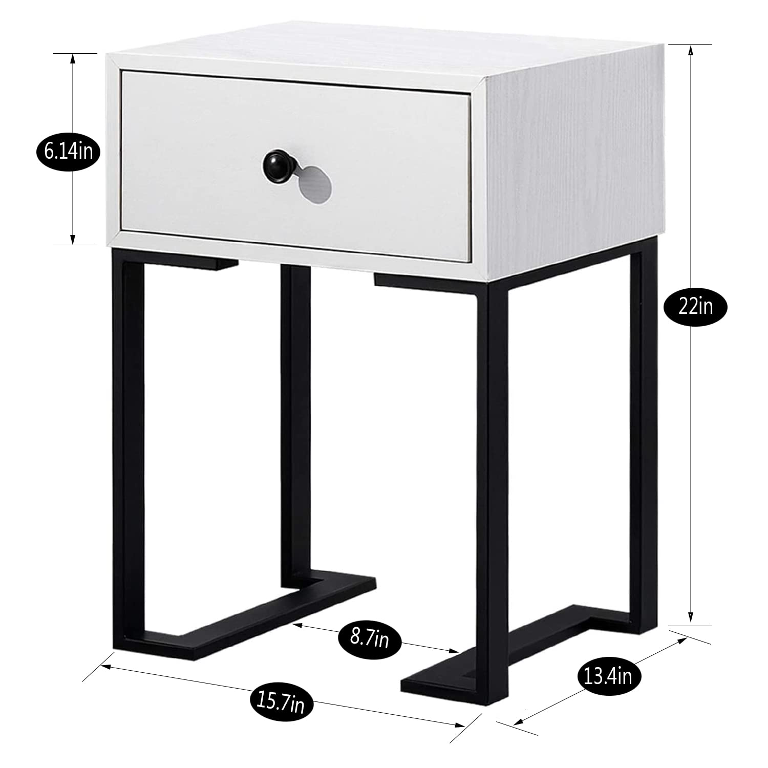 VECELO Nightstands Set of 2 - White End Tables with Storage Drawers for Bedroom & Living Room | Perfect for Small Spaces, Apartment Furniture & Home Organization