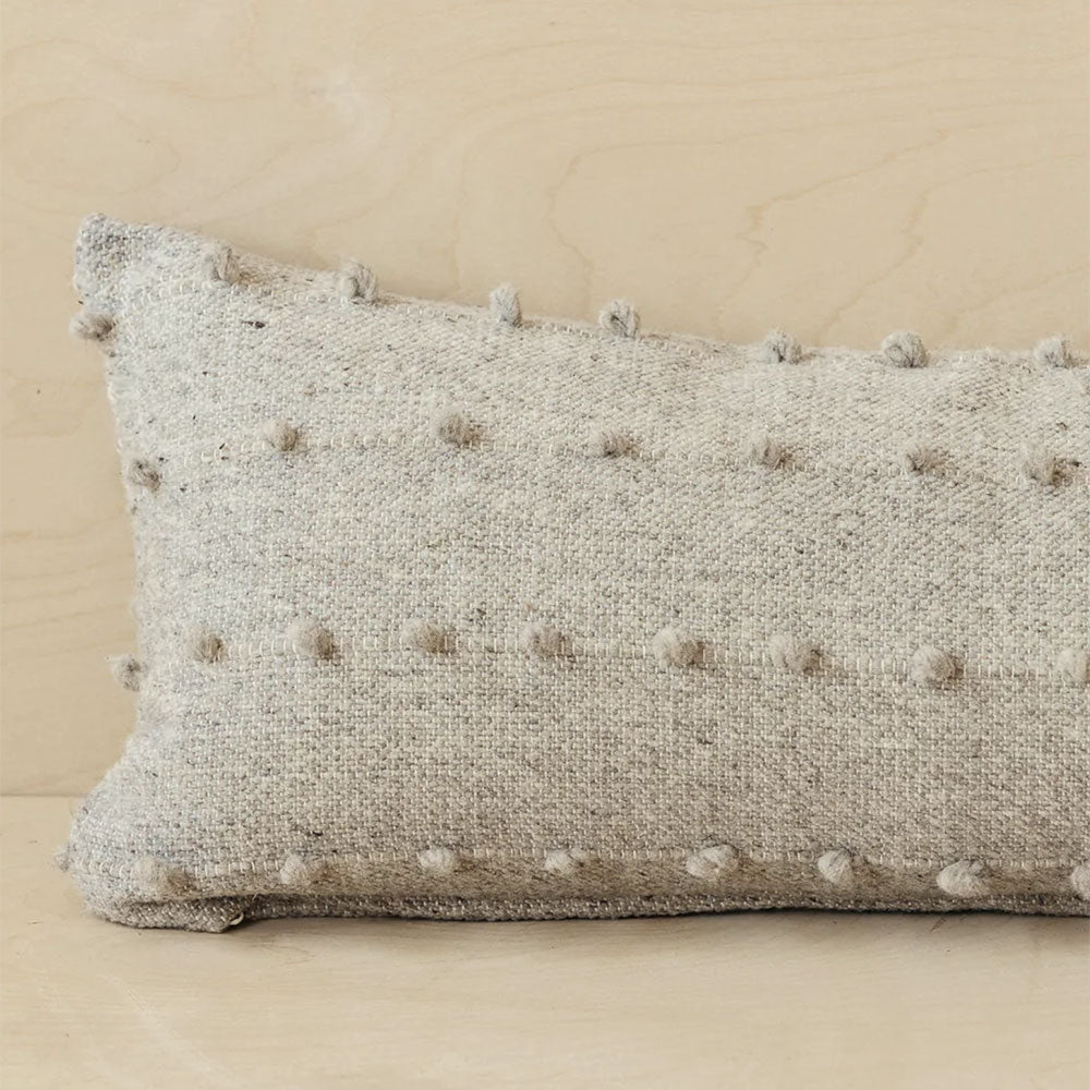 Natural Wool Lumbar Pillow for Back Support - Handmade Looped Design - Perfect for Sofa, Office Chair & Home Decor