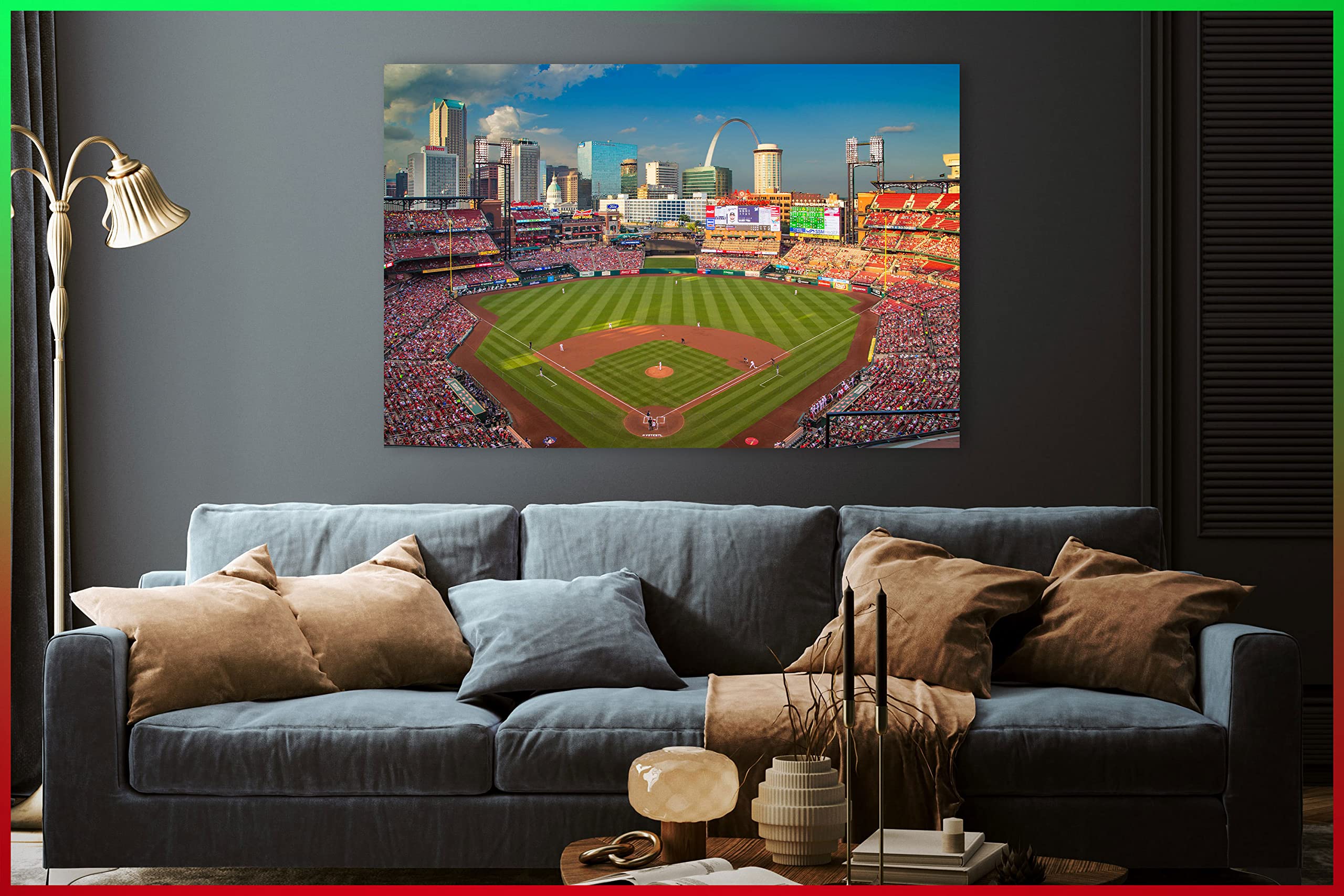 Busch Stadium Canvas Wall Art Print - Framed Ready to Hang 8x12 Inches - Modern Home Decor for Living Room, Kitchen, Office & Bedroom - Perfect Gift for Baseball Fans & Sports Enthusiasts