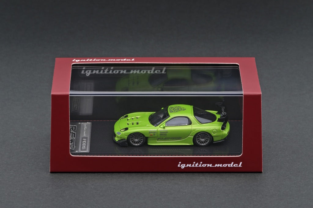 1/64 Scale Mazda RX-7 FD3S RE Amemiya Green Metallic Diecast Model Car - Collectible Toy for Display, Racing Enthusiasts & Japanese Car Fans