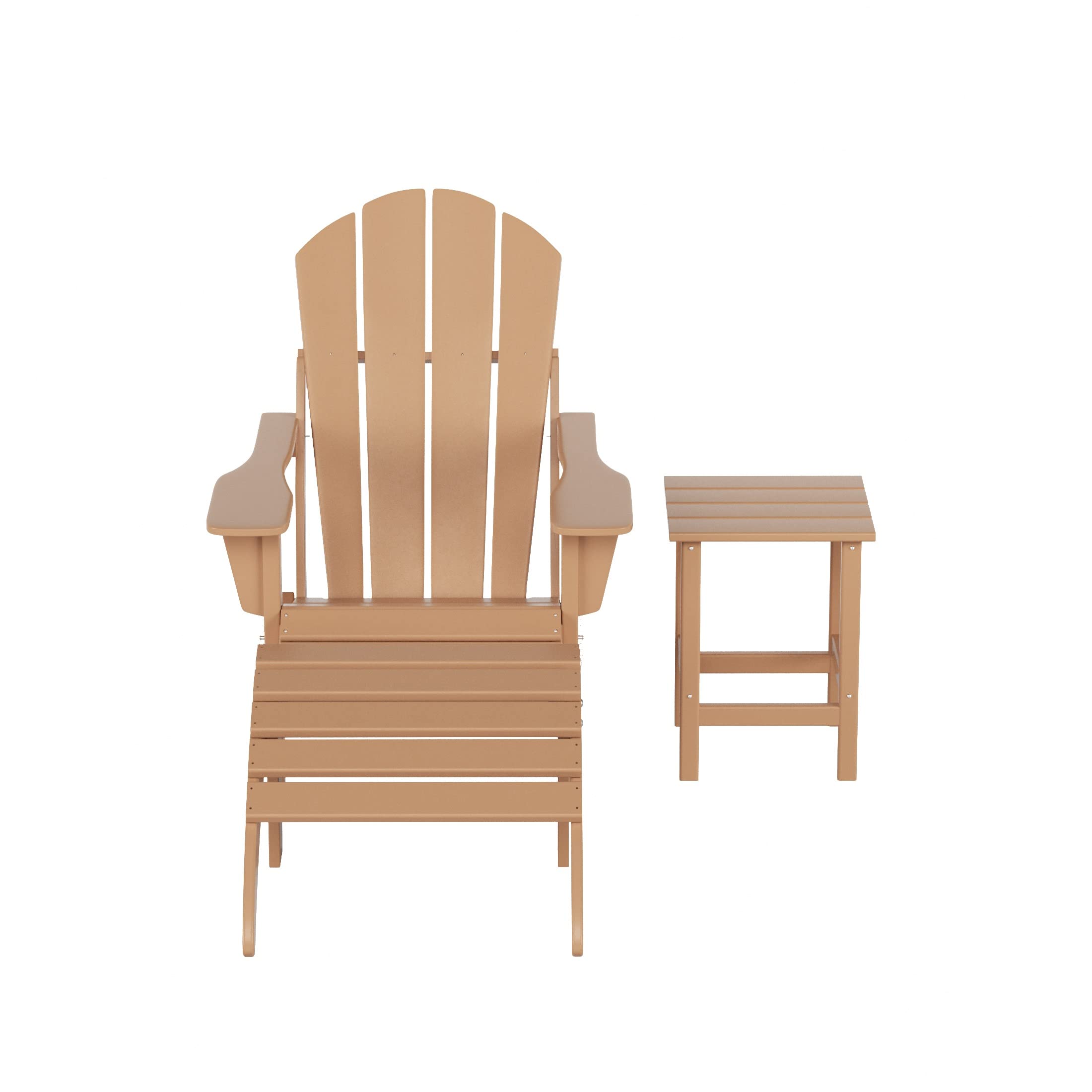 HDPE Adirondack Chair Set with Ottoman & Table - Outdoor Patio Furniture for Garden, Backyard