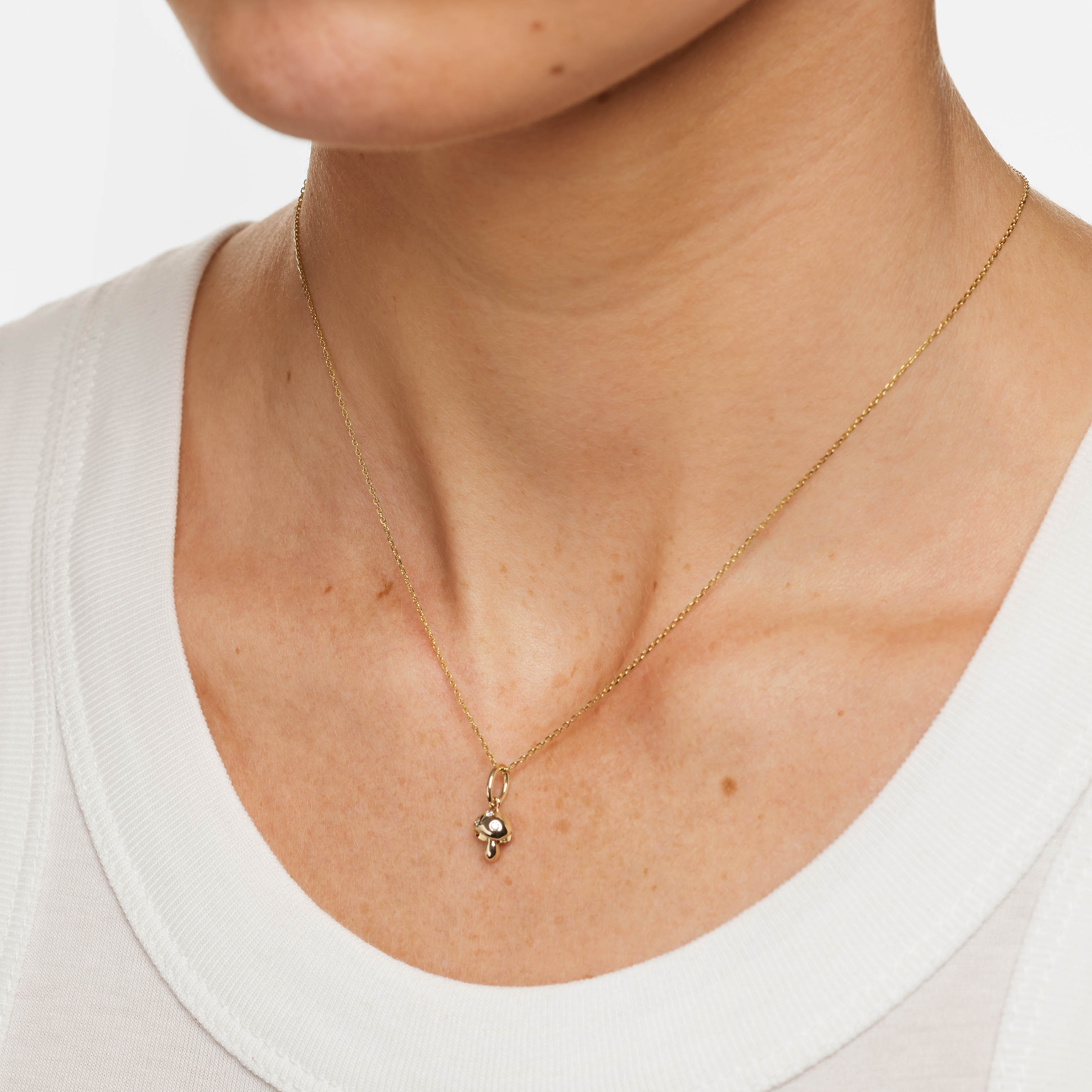 10k Gold Spotted Mushroom Pendant Necklace - Elegant Nature-Inspired Jewelry for Women, Perfect for Daily Wear, Gifts & Special Occasions