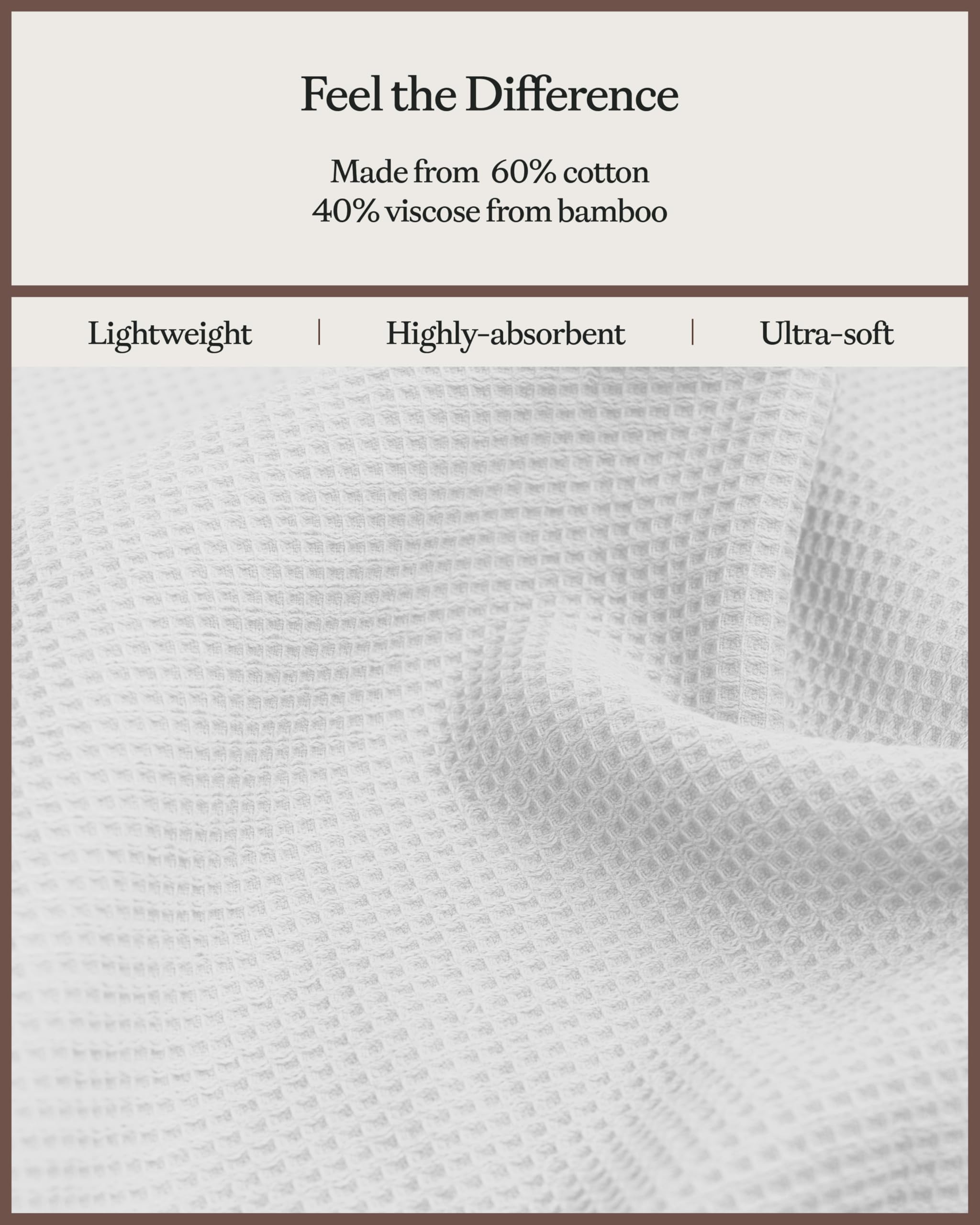 Cozy Earth White Waffle Terry Washcloths - Ultra Soft Cotton & Bamboo Viscose Blend, Plush & Highly Absorbent for Gentle Skin Care | Perfect for Bath, Spa & Baby Care