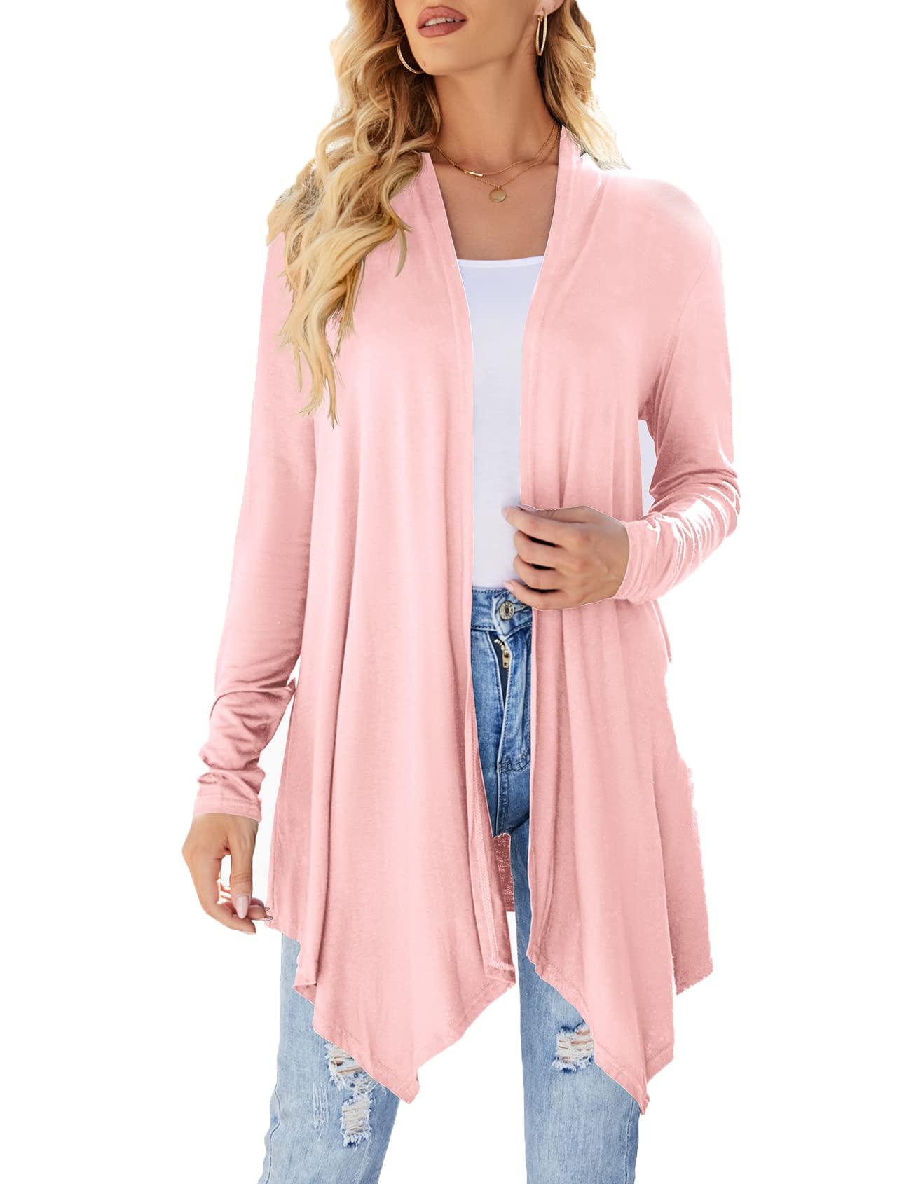 Women's Lightweight Draped Front Open Cardigan - Casual Long Sleeve Sweater Duster for Fall & Winter | Perfect for Office, Lounge & Layering Outfits
