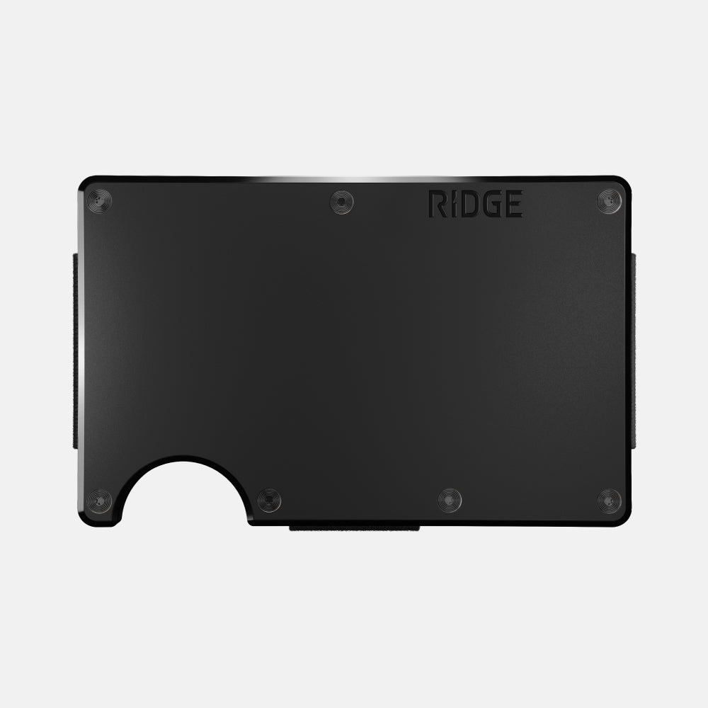 Ridge Wallet - Slim Minimalist RFID Blocking Metal Wallet for Men - Royal Black | Perfect for Everyday Carry, Travel & Gift Giving