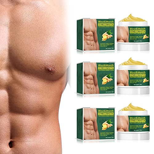 Gynecomastia Tightening Ginger Cream for Men - Natural Chest Firming & Tightening Solution - 3 Pack for Daily Use at Home or Gym