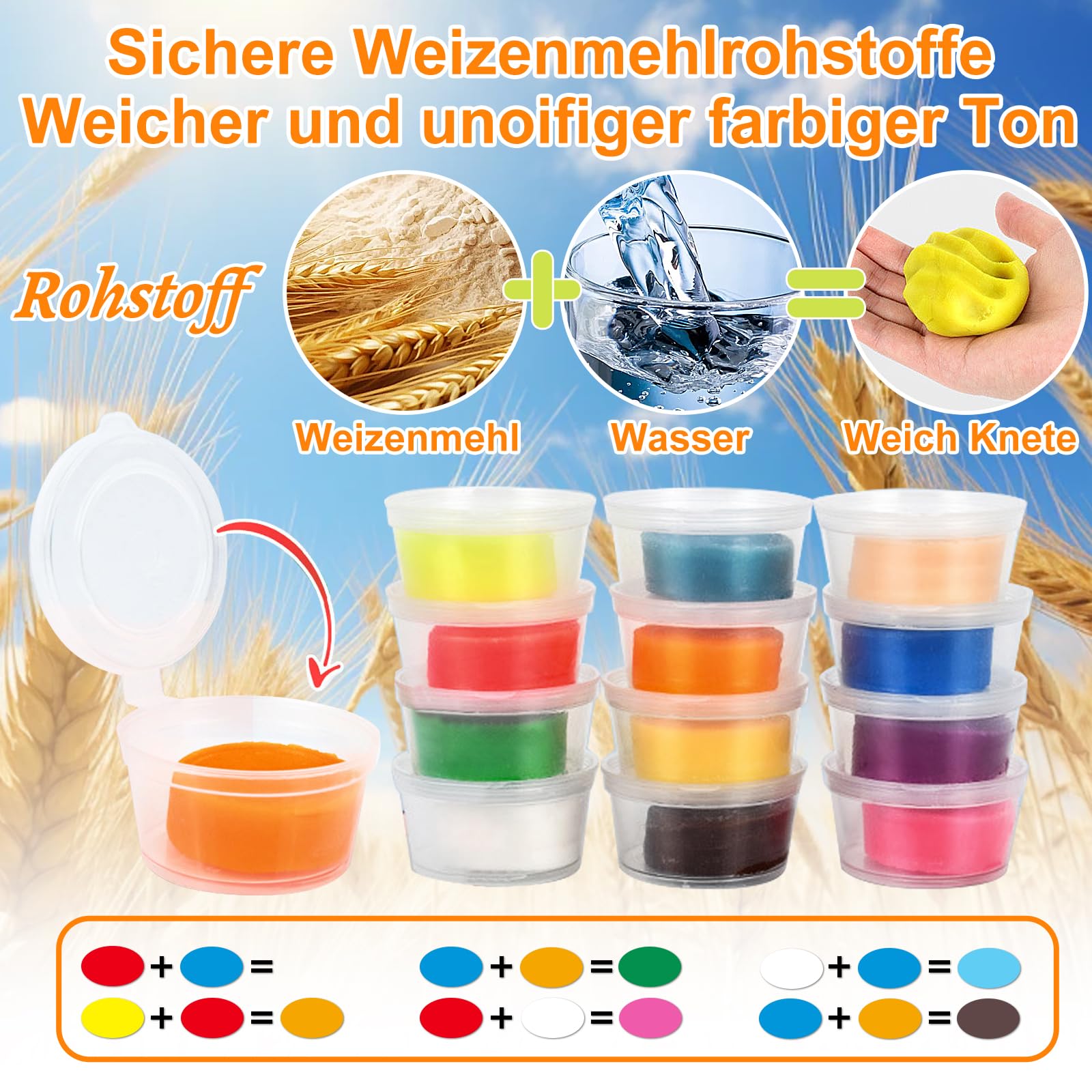 UCAMP 71-Piece Kids Play Dough Set with Modeling Clay, Dough Tools & Accessories for Making Hamburgers & Pizza - Creative Fun for Toddlers & Preschoolers at Home or School