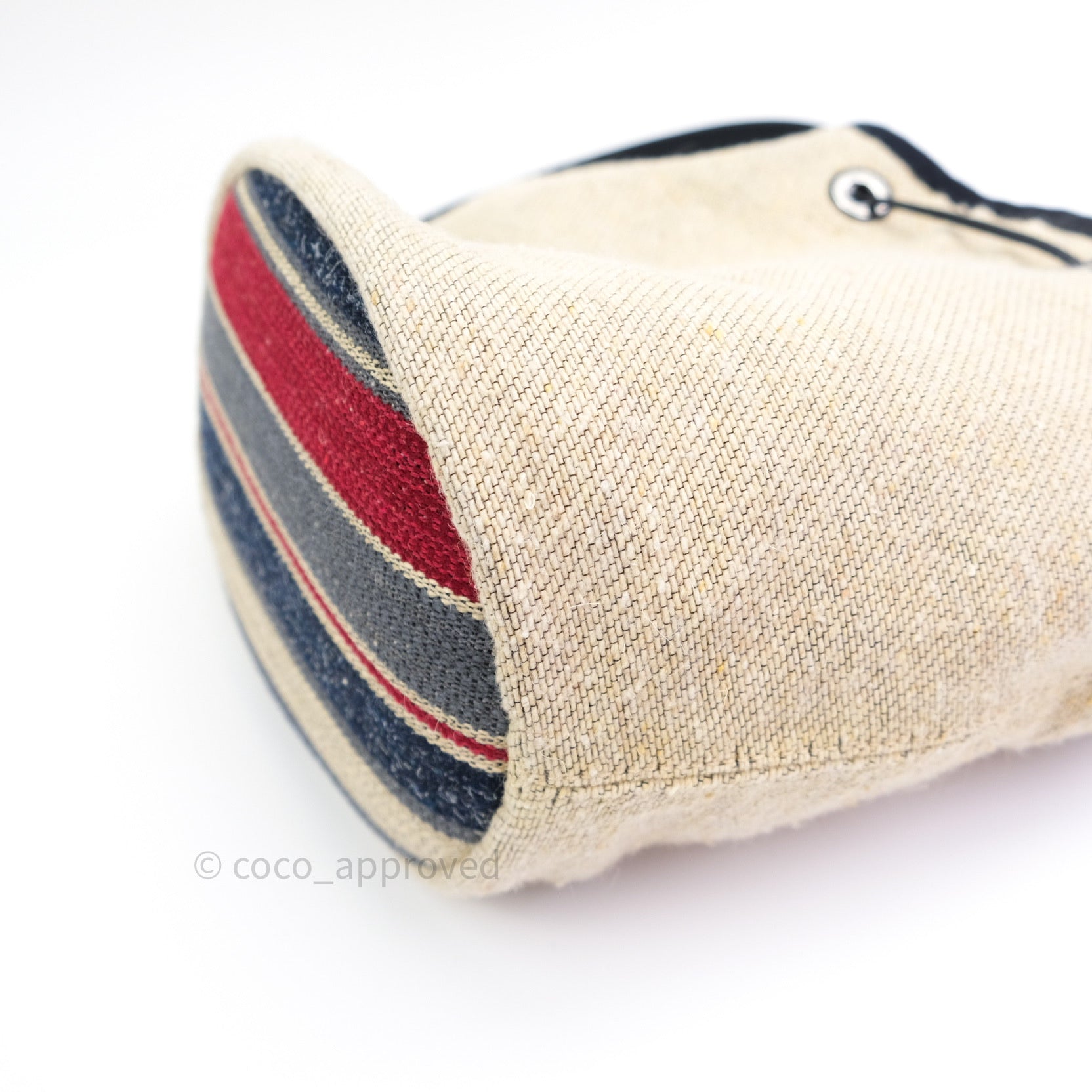Chanel Canvas Deauville Drawstring Bag in Beige & Red - Luxury Tote for Women, Perfect for Beach, Travel & Everyday Use