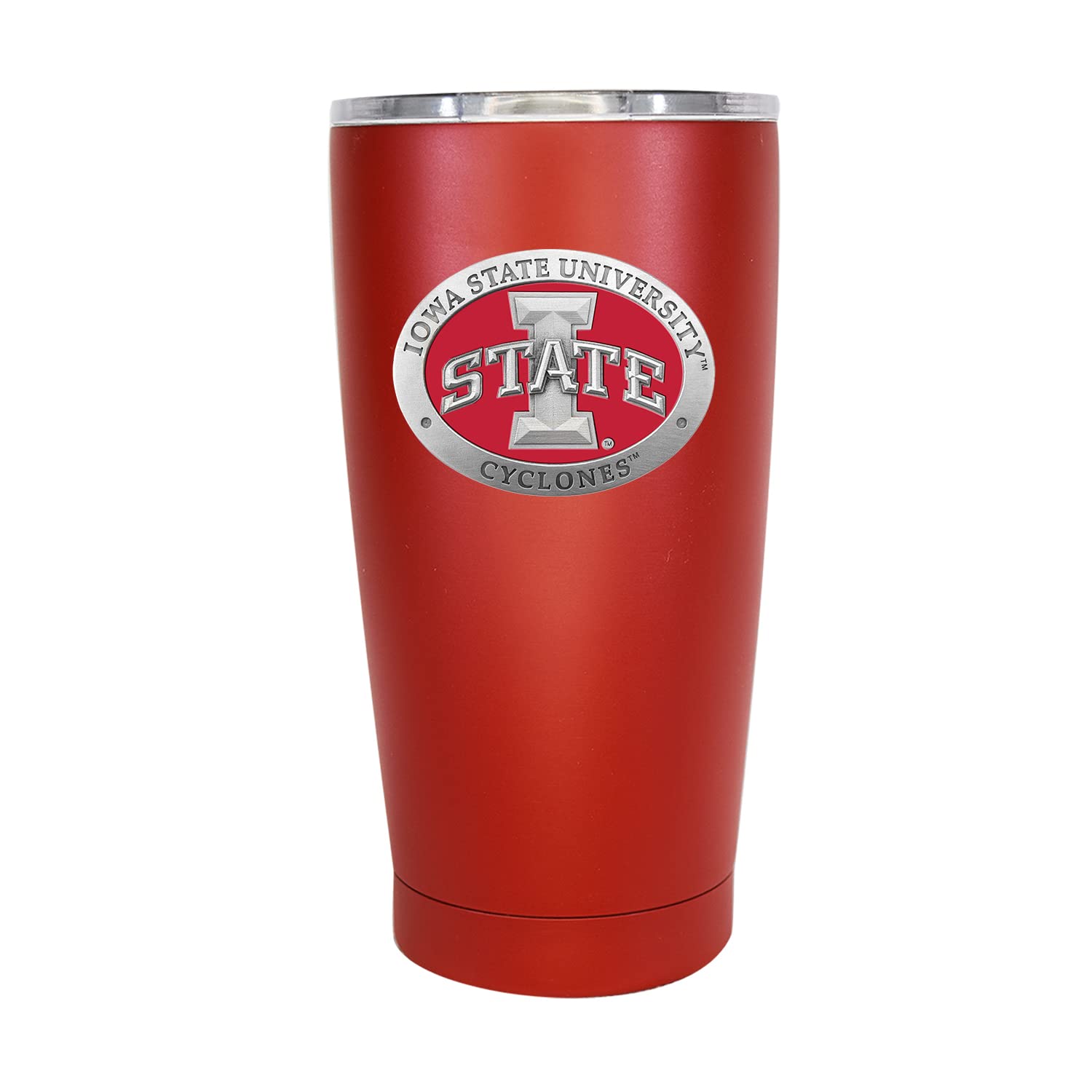 Iowa State 15 oz Insulated Tumbler - Red | Durable Stainless Steel Travel Mug for Hot & Cold Drinks | Thermal Coffee Cup with Metal Pewter Inlay | Perfect for Office, Gym, Camping & Road Trips