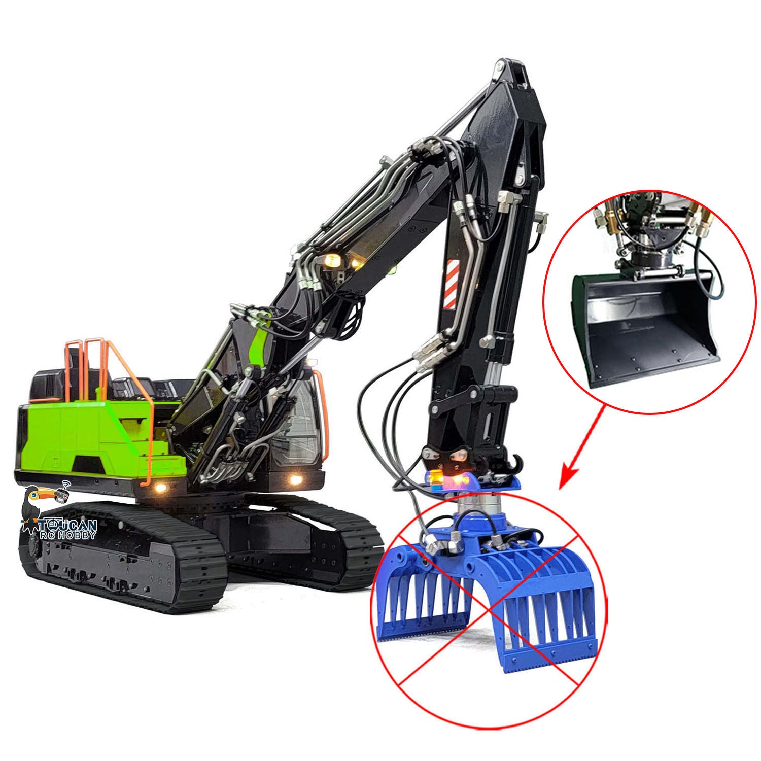 1:14 Scale MTMODEL EC380 Metal Hydraulic Tracked Excavator RC Construction Vehicle - 3 Arms Heavy Duty Digger Machine for Construction Site Simulation & RC Hobby Enthusiasts