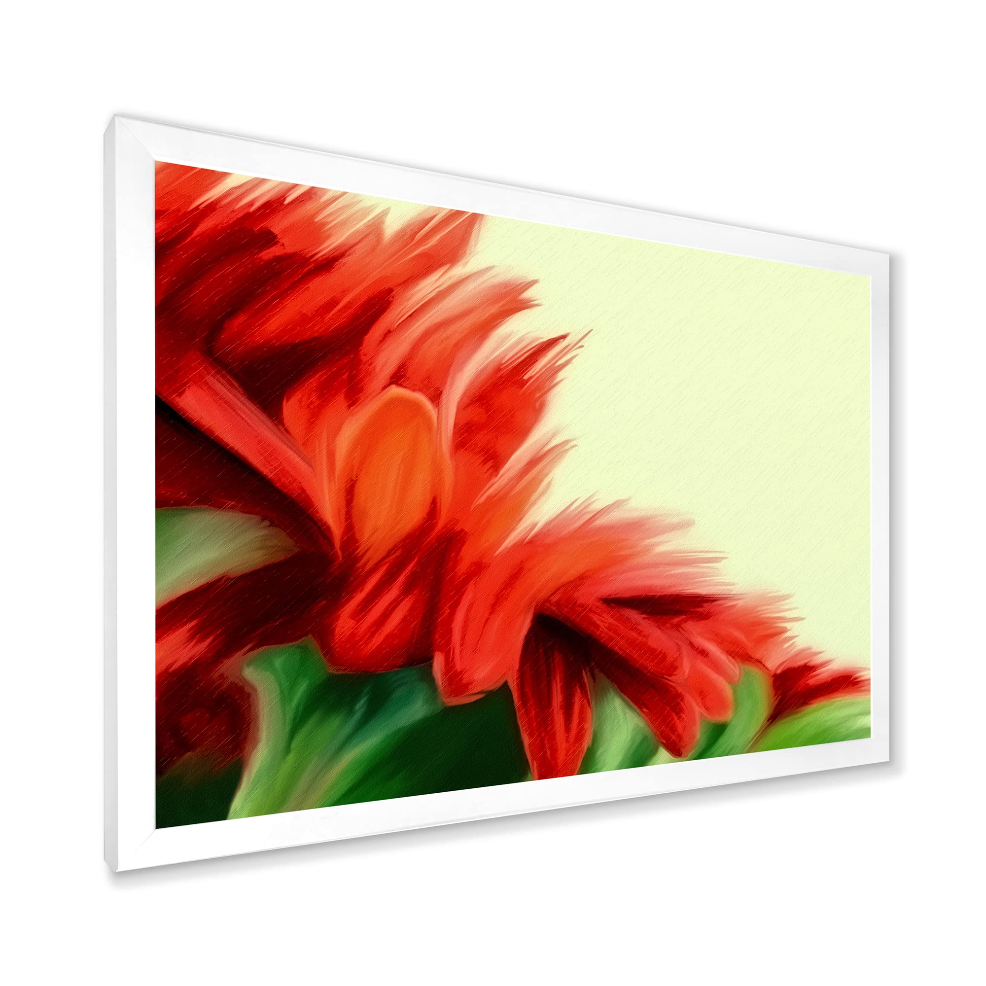 Vibrant Red Floral on Green Traditional Framed Wall Art - Elegant Home Decor for Living Room, Bedroom & Office