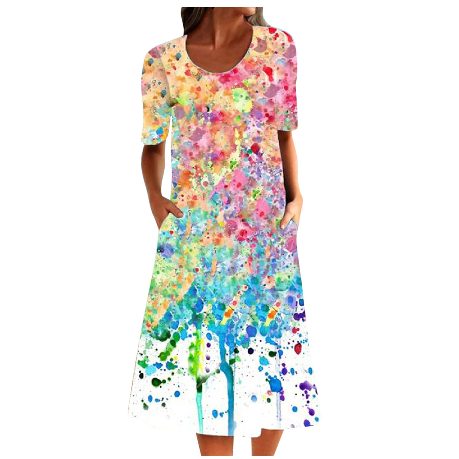 Floral Print Vintage Summer Dress for Women - Loose Casual Sleeve Shirt Dress | Perfect for Beach Vacations, Date Nights & Summer Outings