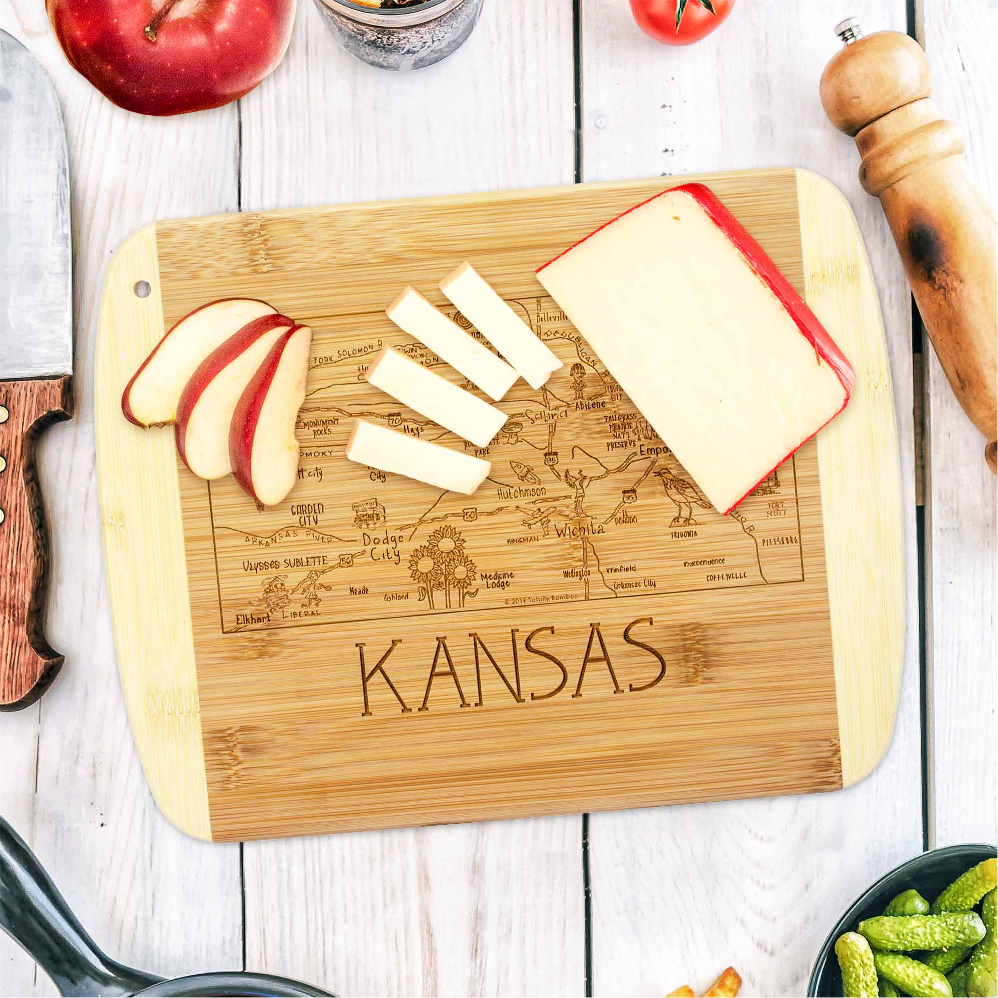 Premium Kansas-Themed Wooden Cutting Board - 11