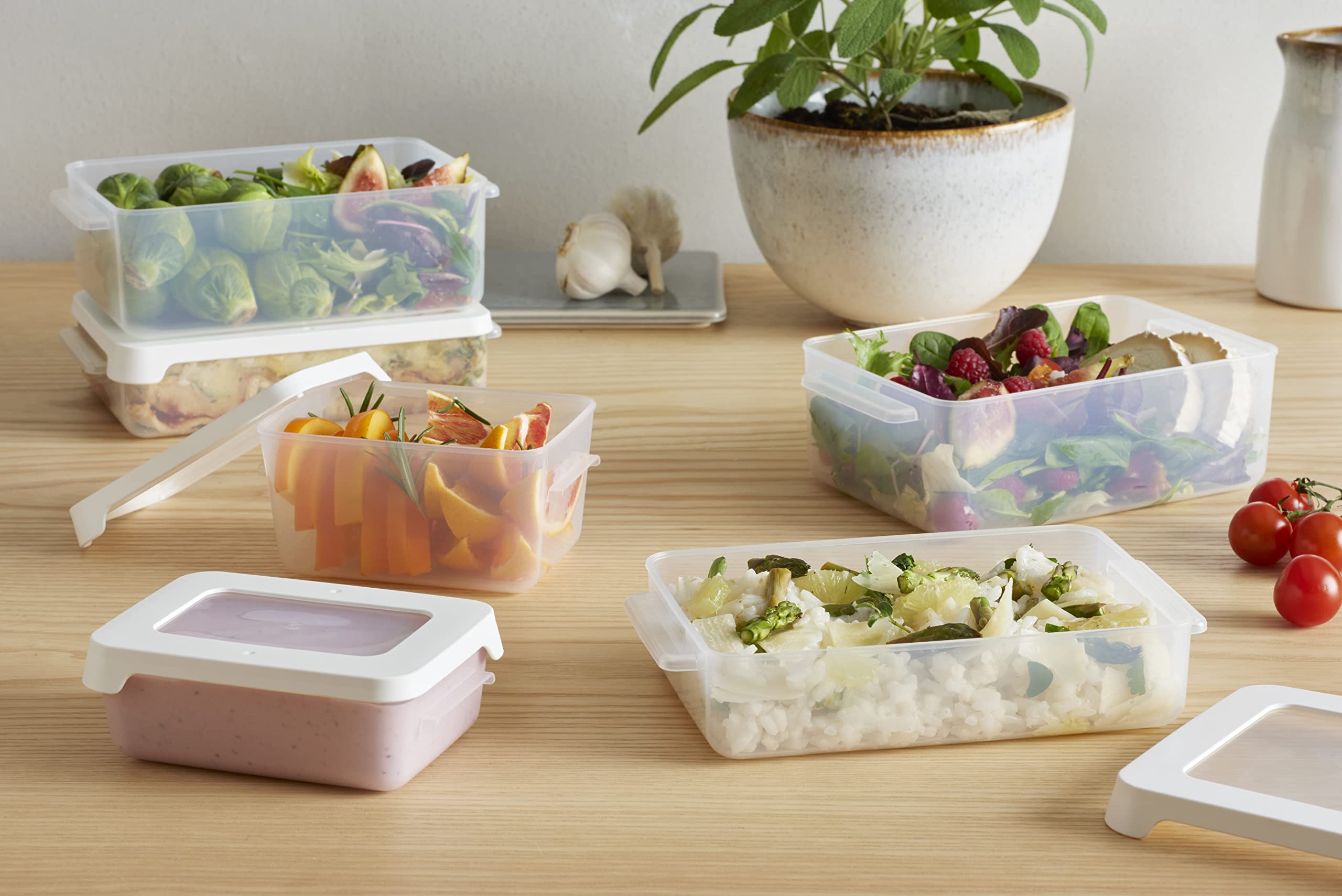 1L Clear White Airtight Food Storage Container for Kitchen, Pantry & Meal Prep - BPA-Free Plastic, Stackable & Leak-Proof