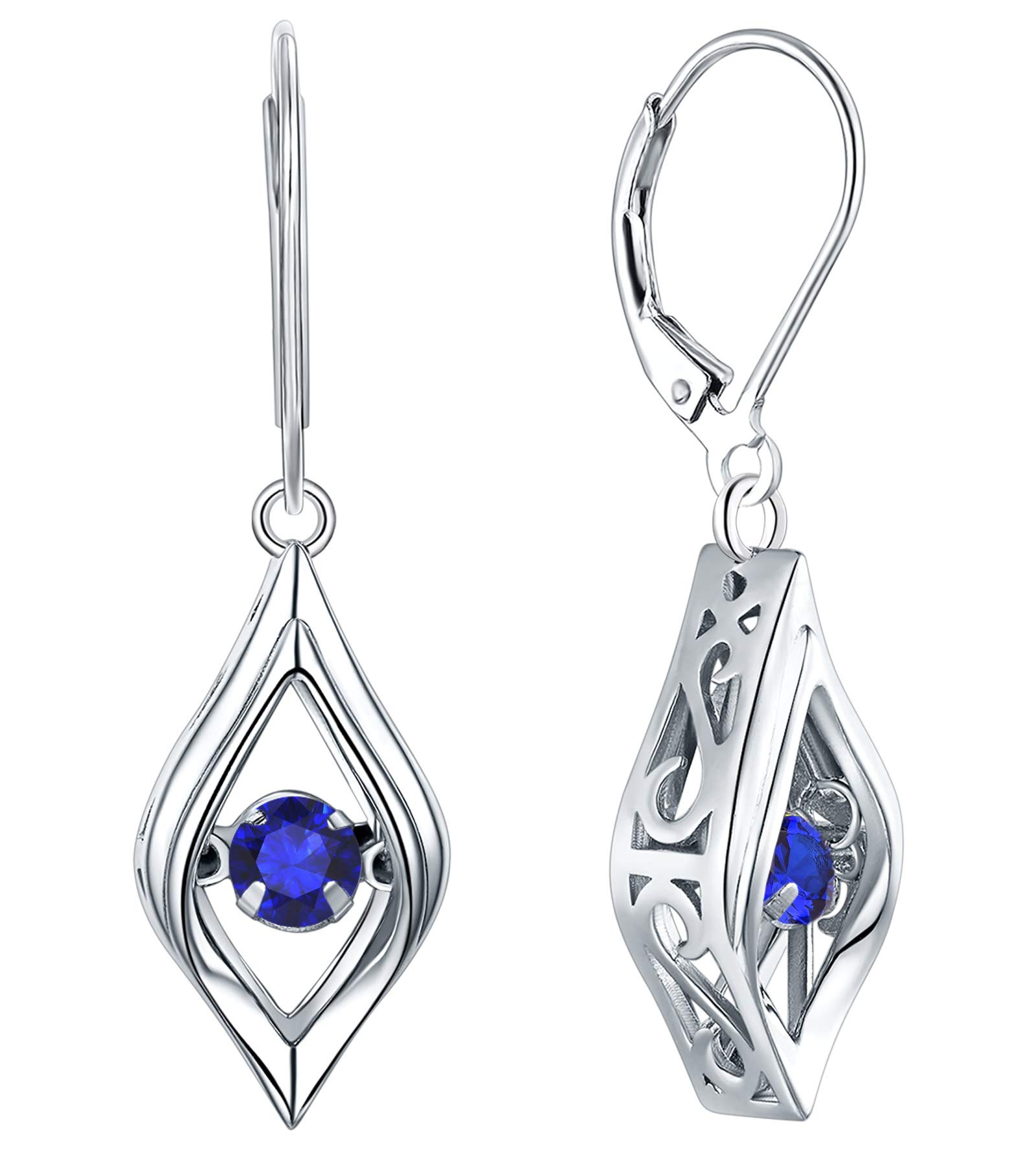 925 Sterling Silver YL Eye Earrings with Dancing Diamond Halo - Elegant Dangle Drop Jewelry with Birthstones | Perfect for Parties, Weddings & Special Occasions