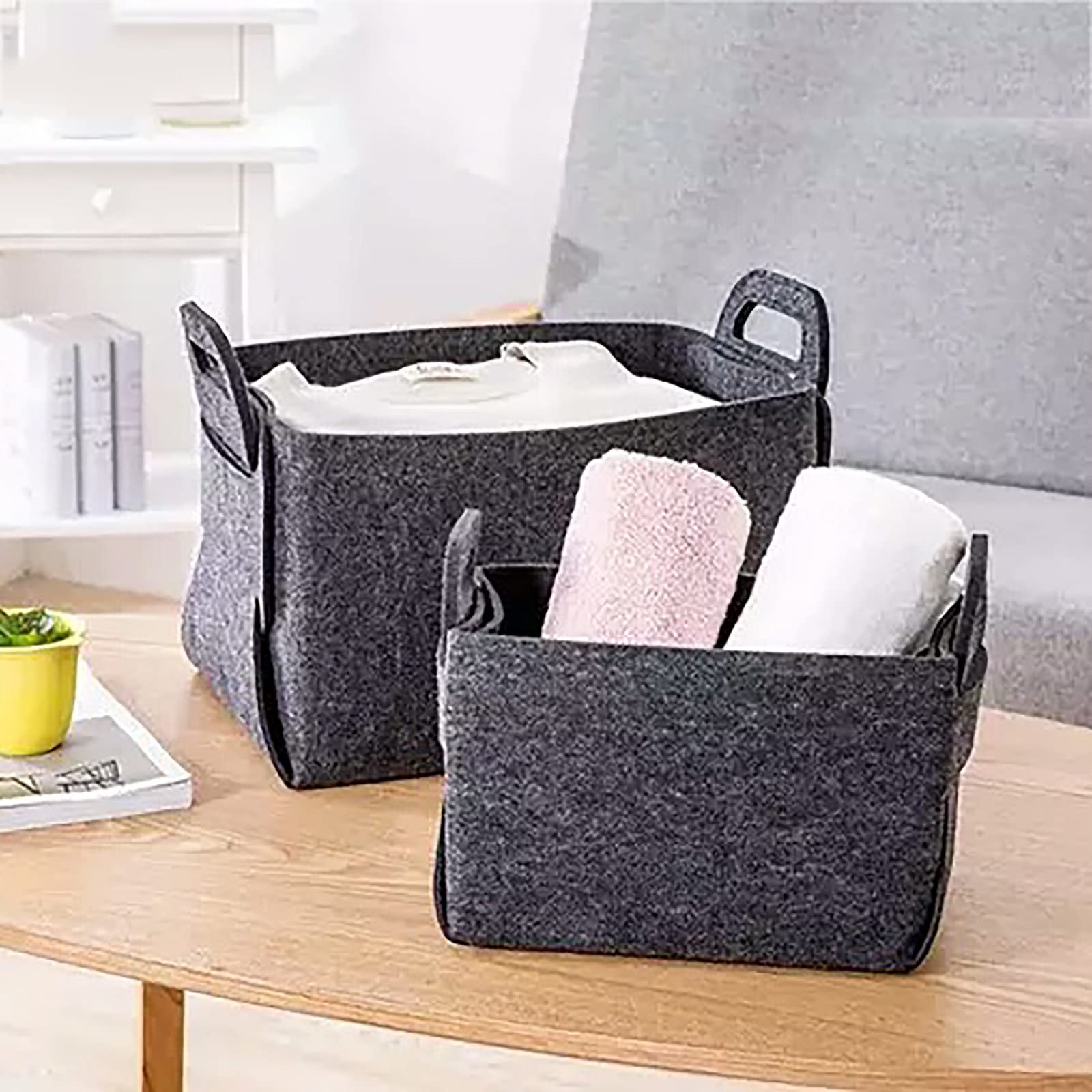 Foldable Felt Storage Box Organizer - Grey Multi-Purpose Bin for Office, Bedroom, Closet, Nursery & Laundry | Perfect for Organizing Toys, Books, DVDs & Clothes