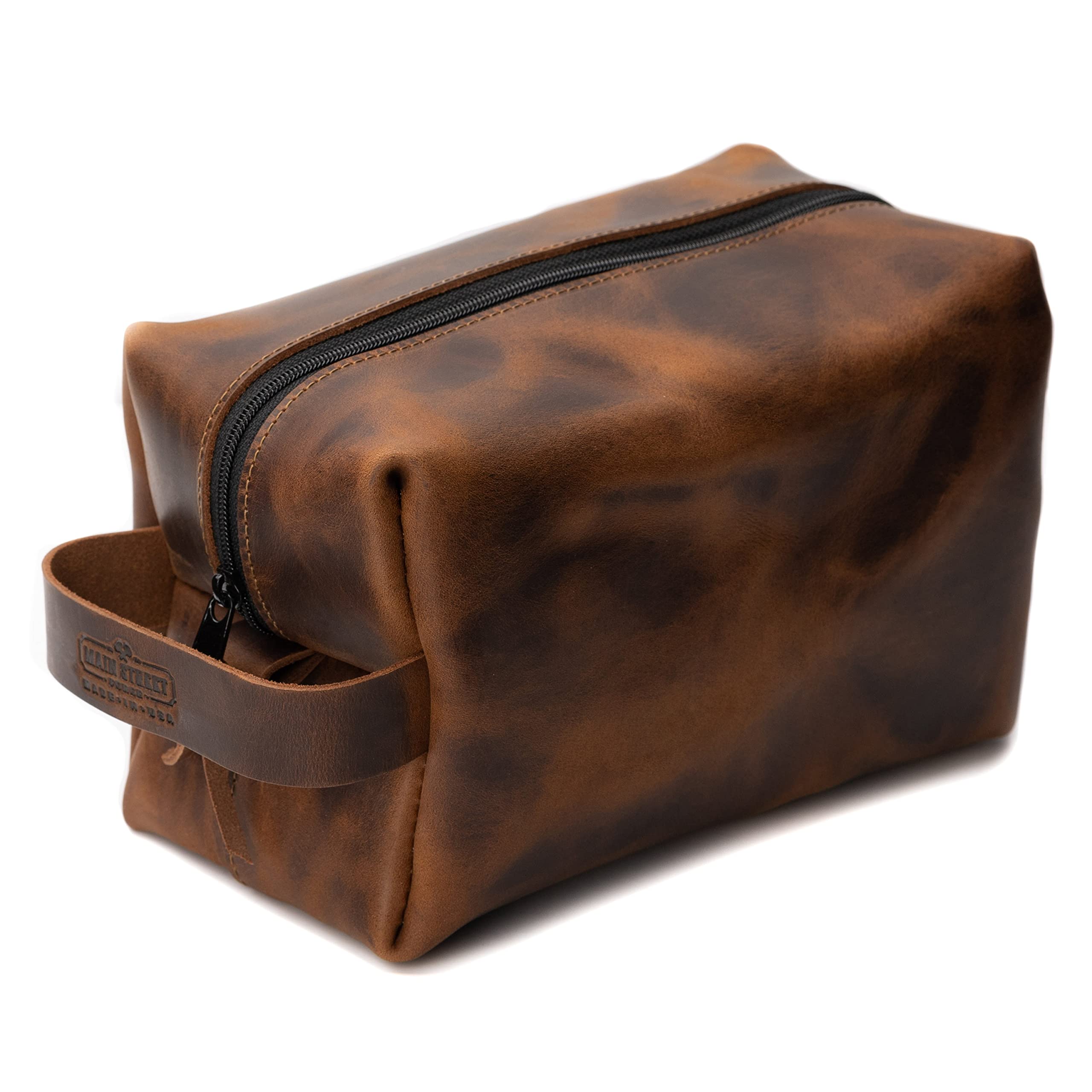 Premium Full Grain Leather Dopp Kit for Men – Travel Toiletry Bag for Shaving Essentials & Grooming Accessories | Made in USA | Compact & Lightweight Bathroom Organizer – Perfect for Business Trips, Gym & Weekend Getaways