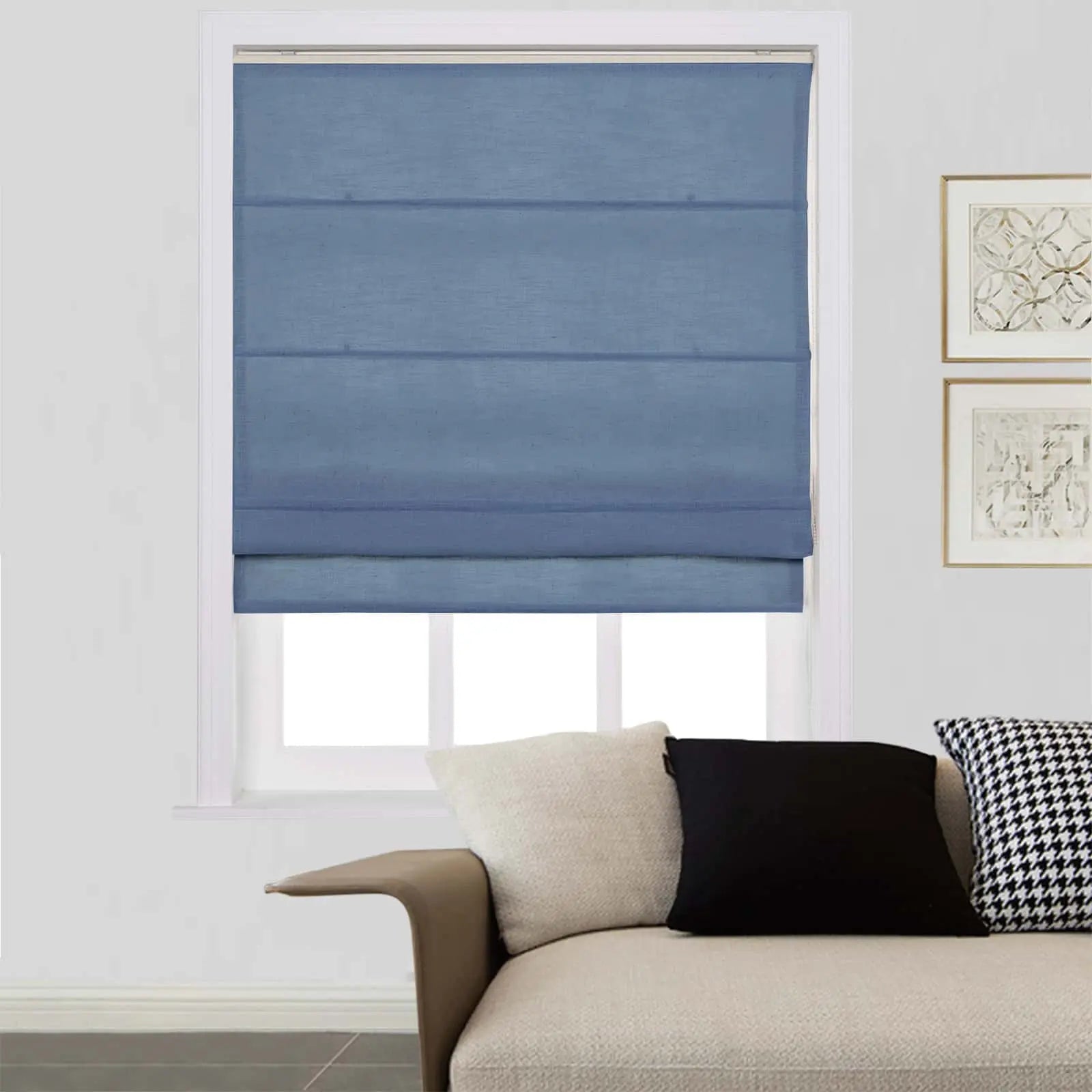 Linen Roman Shades with Loop Cord Lift - Elegant Window Treatment for Living Room, Bedroom & Home Decor