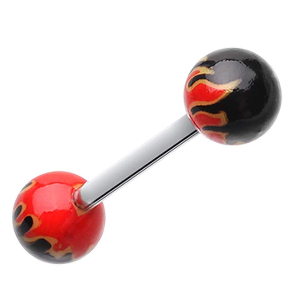 Flame Ball Acrylic Tongue Ring - Covet Jewelry for Piercing Lovers