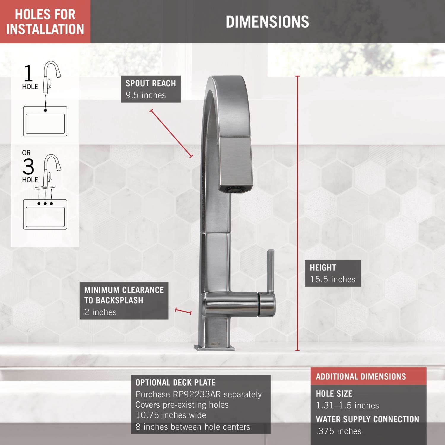 Delta 9193-AR-DST Brushed Nickel Kitchen Faucet with Magnetic Pull Down Sprayer - Arctic Stainless Finish | Ideal for Modern Kitchens, Easy Cleaning & High-Traffic Sink Areas