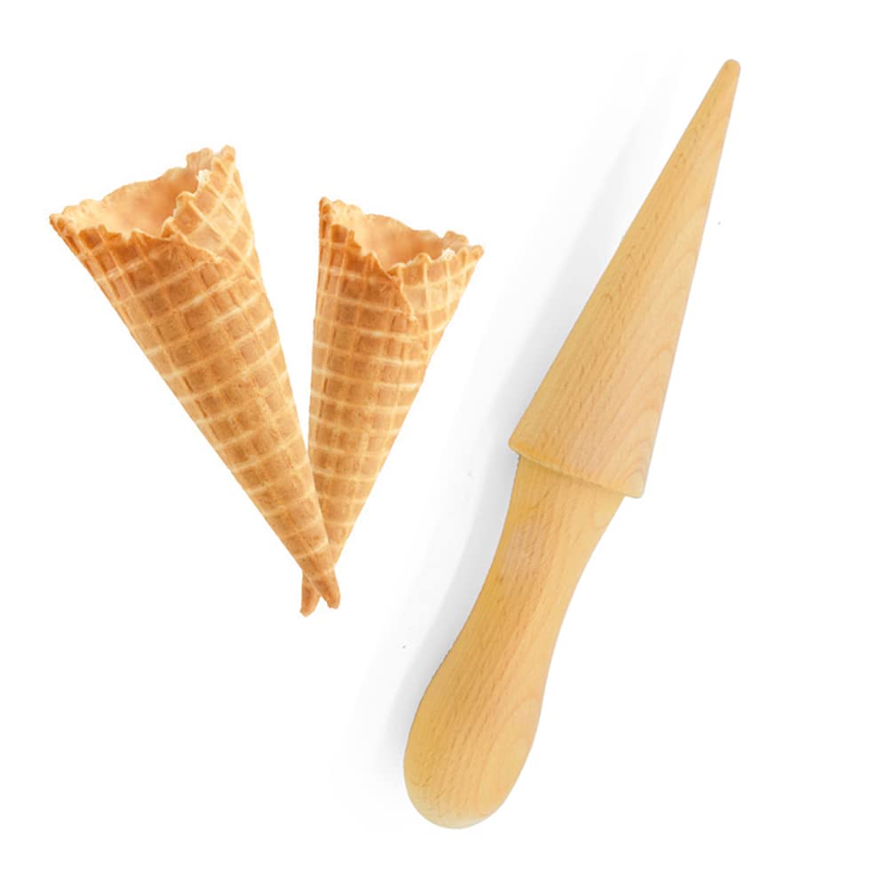 Premium Wooden Ice Cream Cone Mold & Waffle Cone Roller - Professional Pastry Baking Tool for Homemade Desserts - Perfect for Ice Cream Shops, Bakeries & Home Kitchen Use