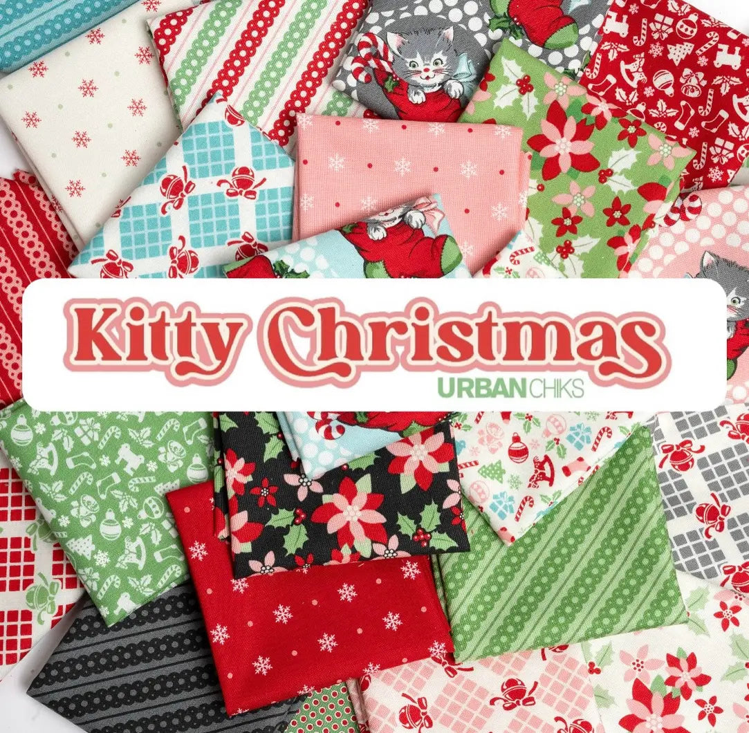 Urban Chiks Christmas Fabric - Kitty Jingle Bells, Red Snow Checks & Plaids by The Yard | Perfect for Holiday Quilting, DIY Decor & Craft Projects