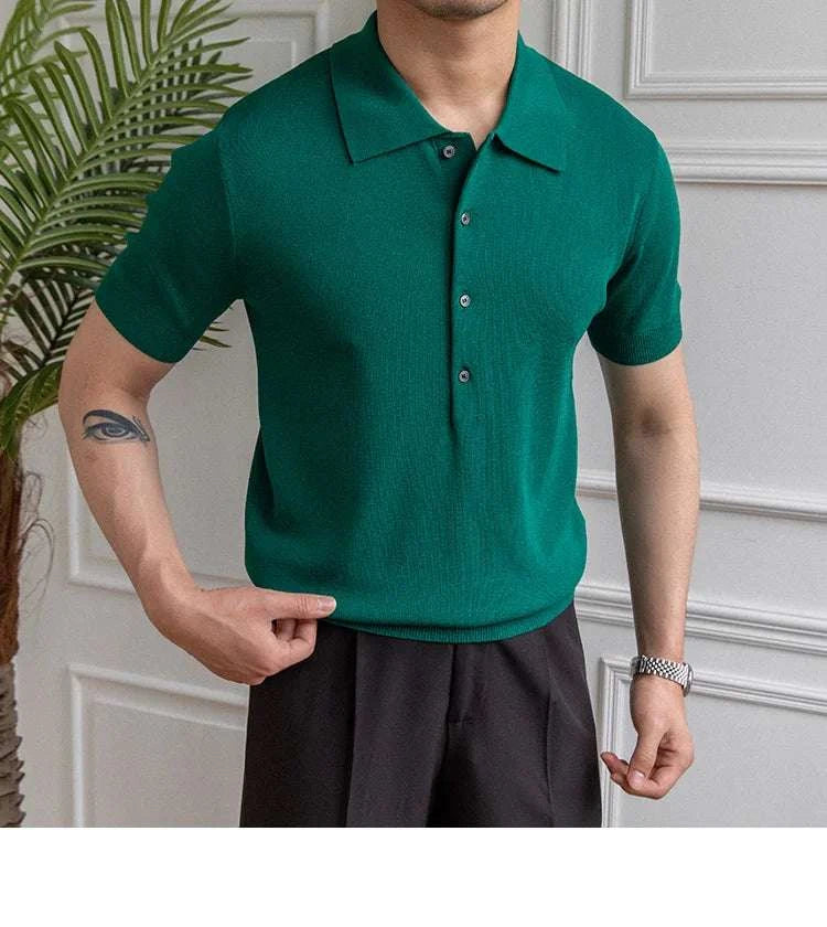 Premium British Polo Shirt for Men - Classic Casual Cotton Knit Top for Golf, Work & Everyday Wear