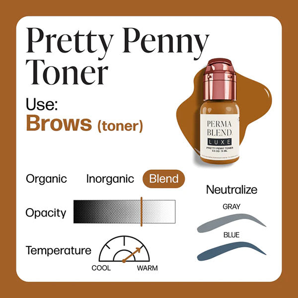 Perma Blend Luxe Pretty Penny Toner Pigment - Professional Tattoo Ink for Vibrant, Long-Lasting Results - Perfect for Tattoo Artists & Permanent Makeup