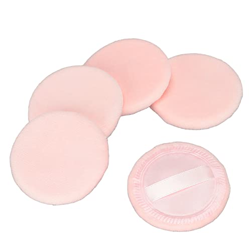 5Pcs Soft Washable Pure Cotton Powder Puff Set - Blending Sponge for Loose, Mineral & Body Powder (Pink, 3 Colors) | Ideal for Flawless Makeup Application & Travel Touch-Ups