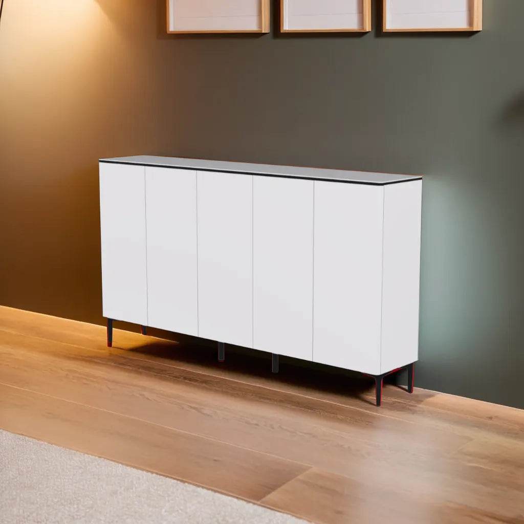 Musto 5-Door Shoe Cabinet with Sintered Stone Surface - Modern Entryway Storage Organizer for Hallway, Mudroom & Closet Organization