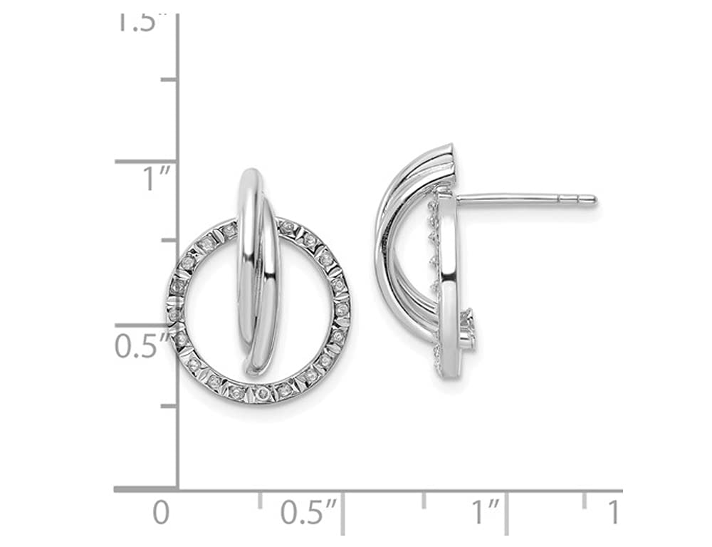 Platinum Plated Sterling Silver Accent Diamond Circle Earrings – Elegant Dangle Hoop Earrings for Women, Perfect for Parties, Weddings & Date Nights