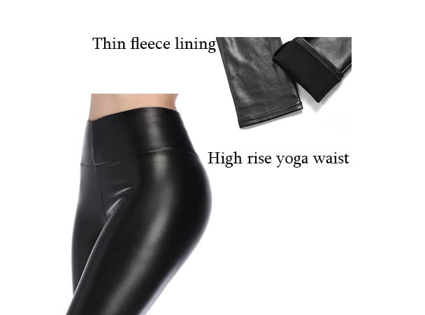 Vintage High Waisted Faux Leather Leggings - Black Stretchy Pants for Women | Night Out & Work