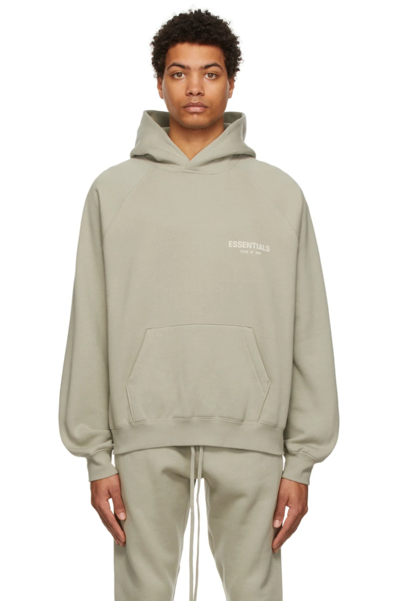 Fear of God Essentials Graphic Pullover Hoodie - Seafoam Green SS22 Collection | Men's Casual Streetwear Sweatshirt for Everyday Wear & Lounge
