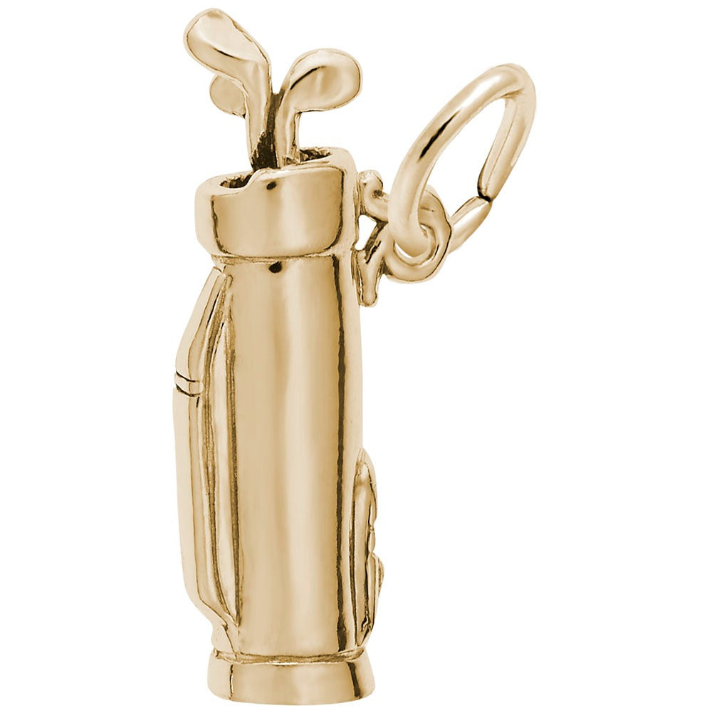 14K Yellow Gold Small Golf Bag Charm Pendant - Elegant Jewelry Gift for Golf Lovers - Perfect for Necklaces, Bracelets & Golf Accessories