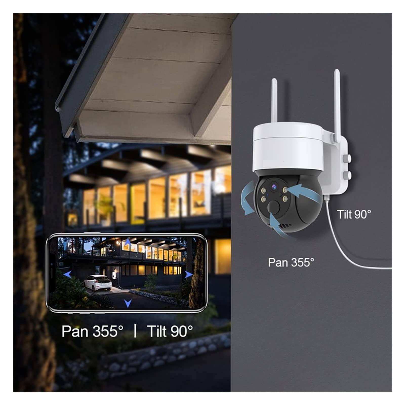 Solar Security Camera 1080P WiFi IP - Outdoor Night Vision with 64GB for Home & Garden