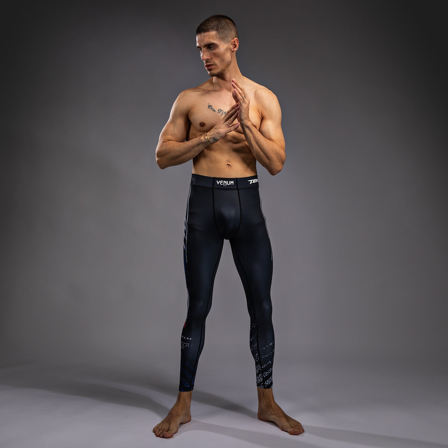 Venum x TEKKEN 8 Jin Kazama Spats - Blue/Black/White MMA Training Shorts for Fighters & Martial Arts Enthusiasts - Perfect for MMA, BJJ, Muay Thai & Combat Sports Training