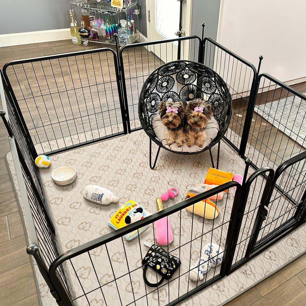 Black Homeplus Dog Playpen & Fence Bundle with Wall Anchor & Pee Pads (3-Piece Set) - Perfect for Indoor Puppy Training, Small Dog Play Area, and Pet Safety