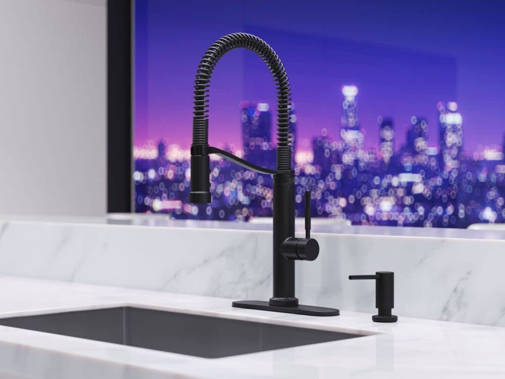 Pfister Modern Matte Black Kitchen Soap Dispenser KSD-MDRB - Touchless Automatic Soap Dispenser for Kitchen, Bathroom, and Office Sink