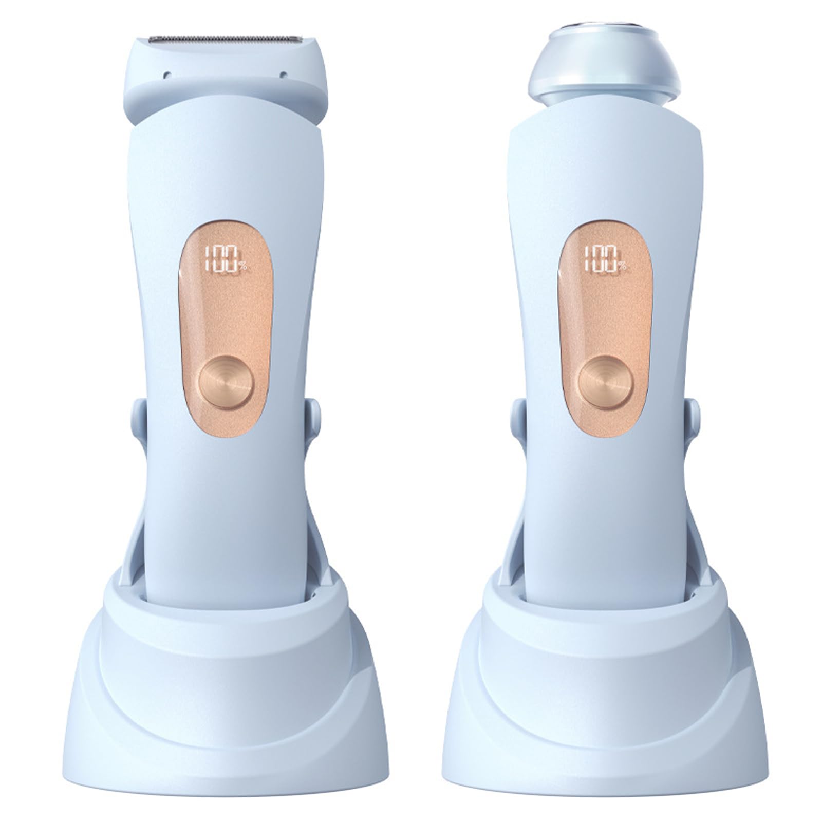 Painless Bikini Trimmer for Women - Cordless Electric Razor for Smooth Skin, Waterproof IPX7 Body Shaver with USB Charging Dock, Reusable Facial Hair Remover (Blue) | Perfect for Travel, Gym & Sensitive Skin Care